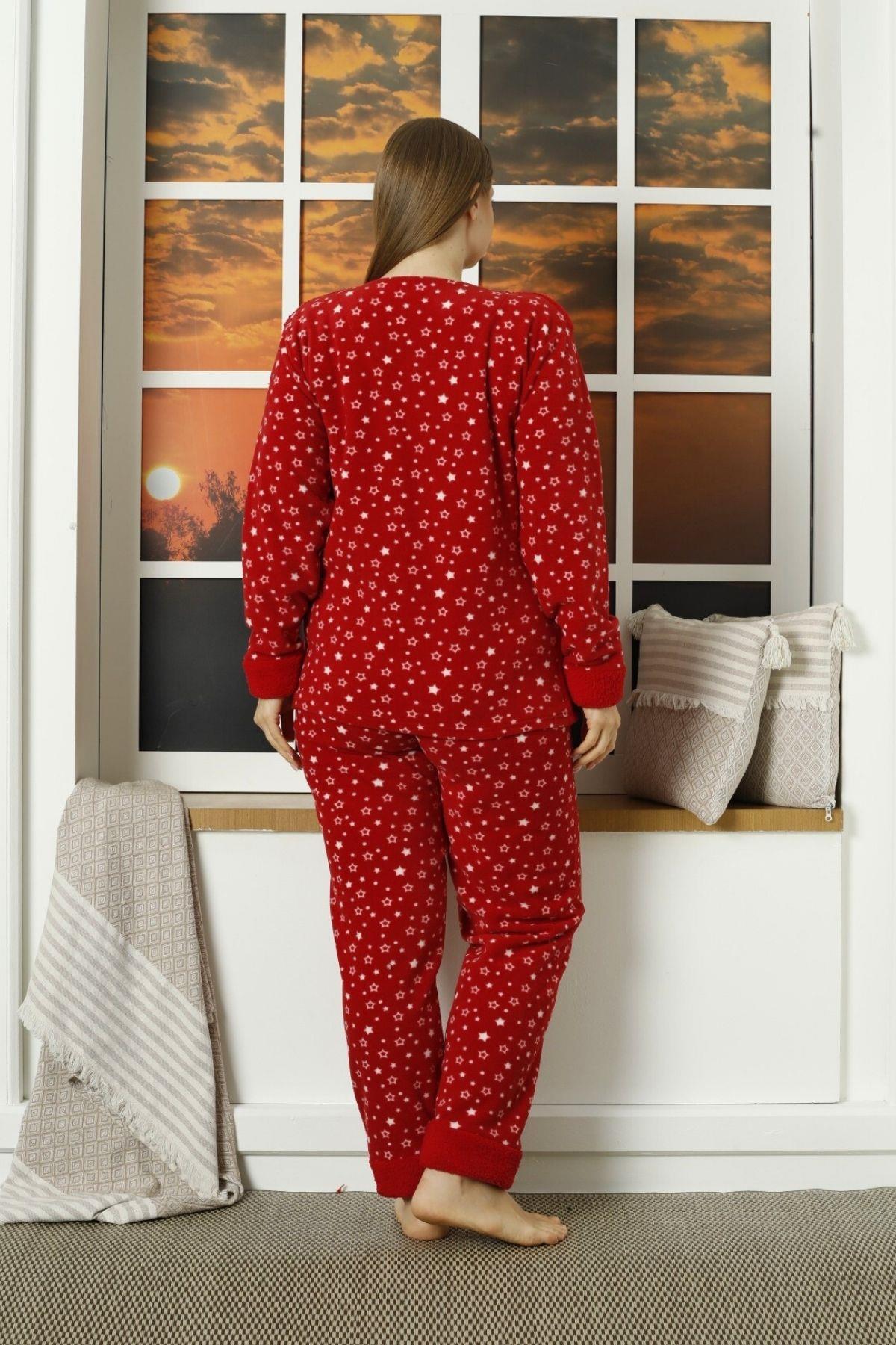 Star Quad Polar Büyük Beden Pijama Takımı Kırmızı