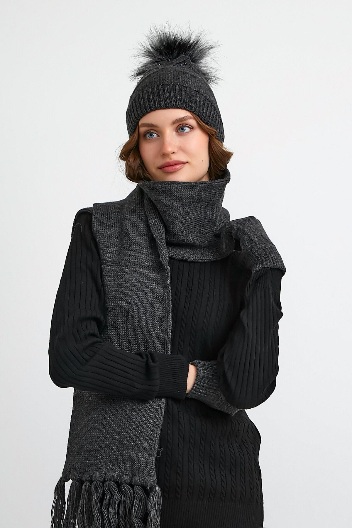 Super Soft Kadın Atkı Bere Eldiven Takımı