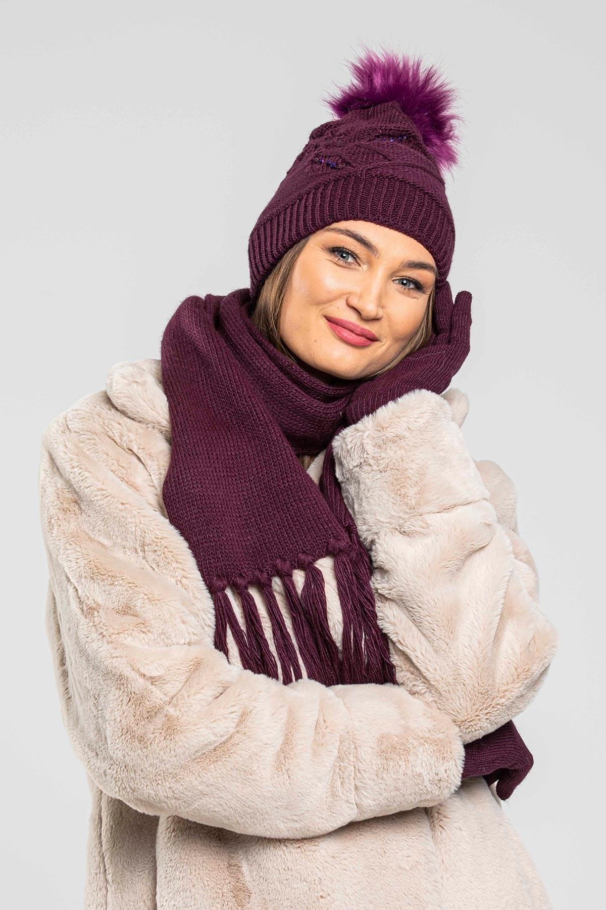 Super Soft Kadın Atkı Bere Eldiven Takımı