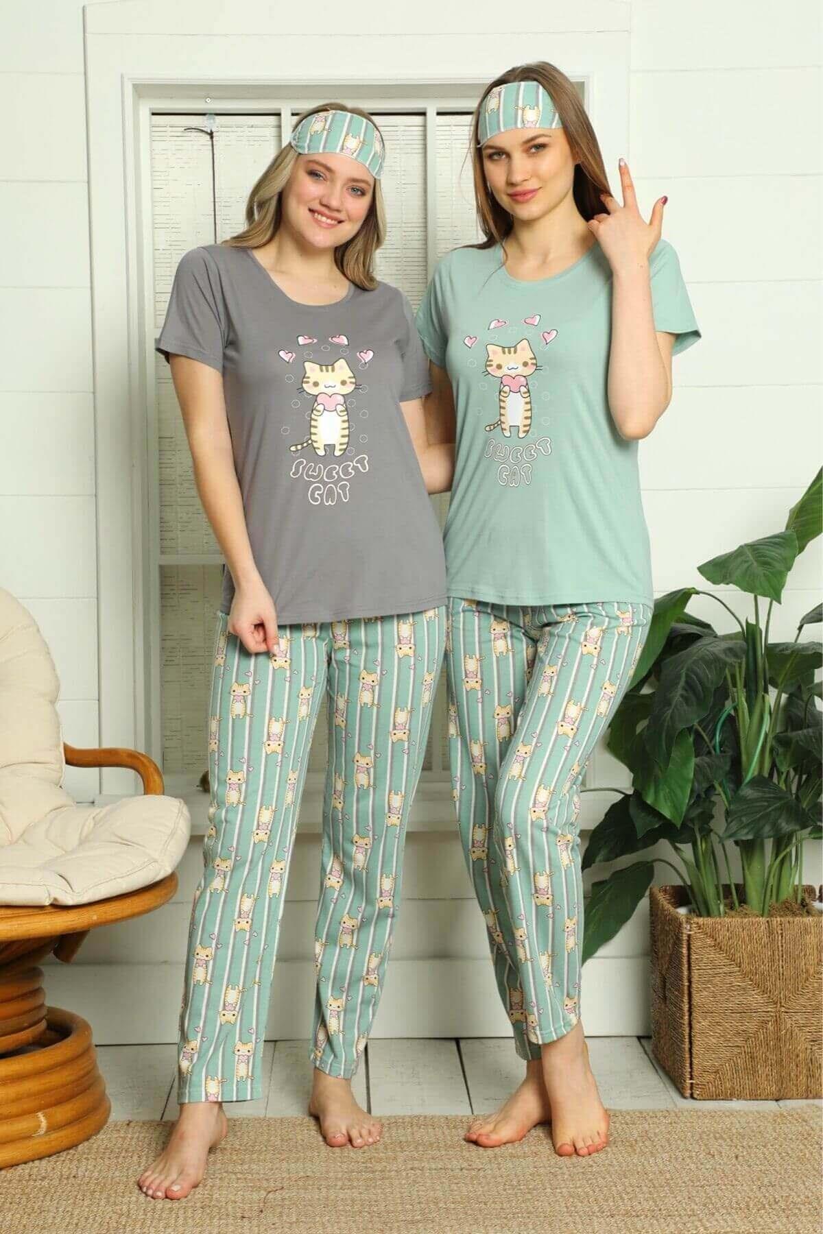 Sweet Cat Pijama Takımı Antrasit