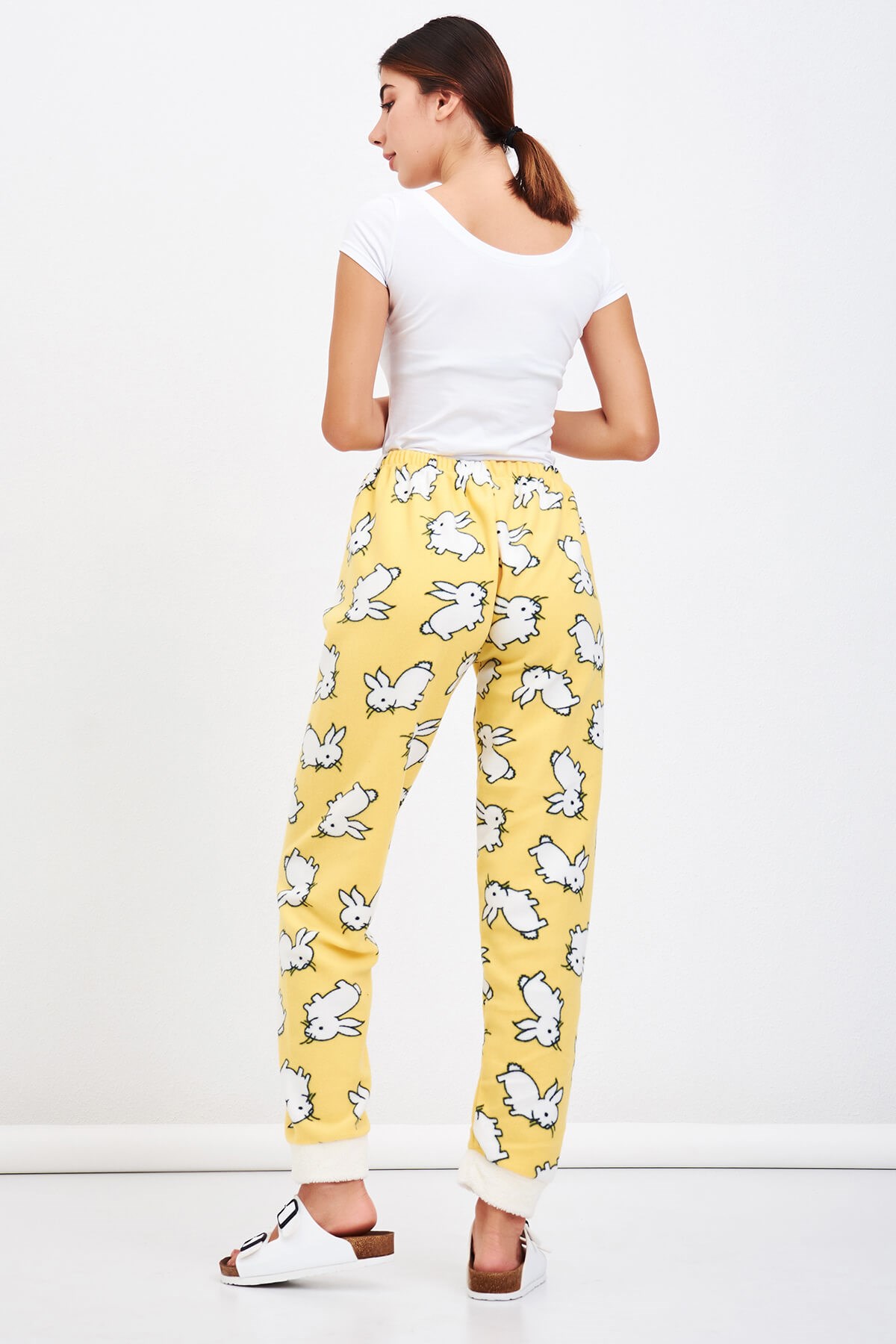 Tavşan Desen Peluşlu Polar Pijama