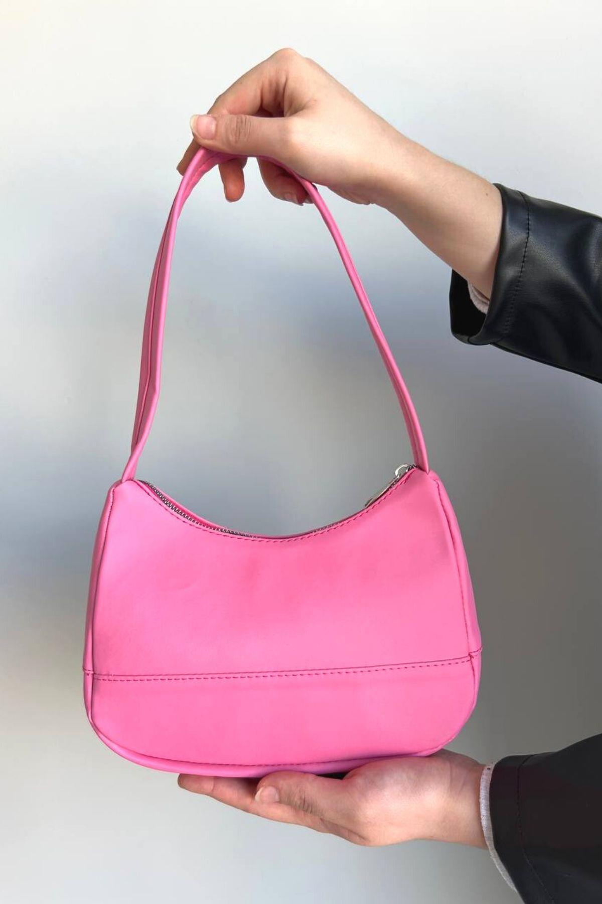 Tek Göz Baget Kol Çantası Pembe