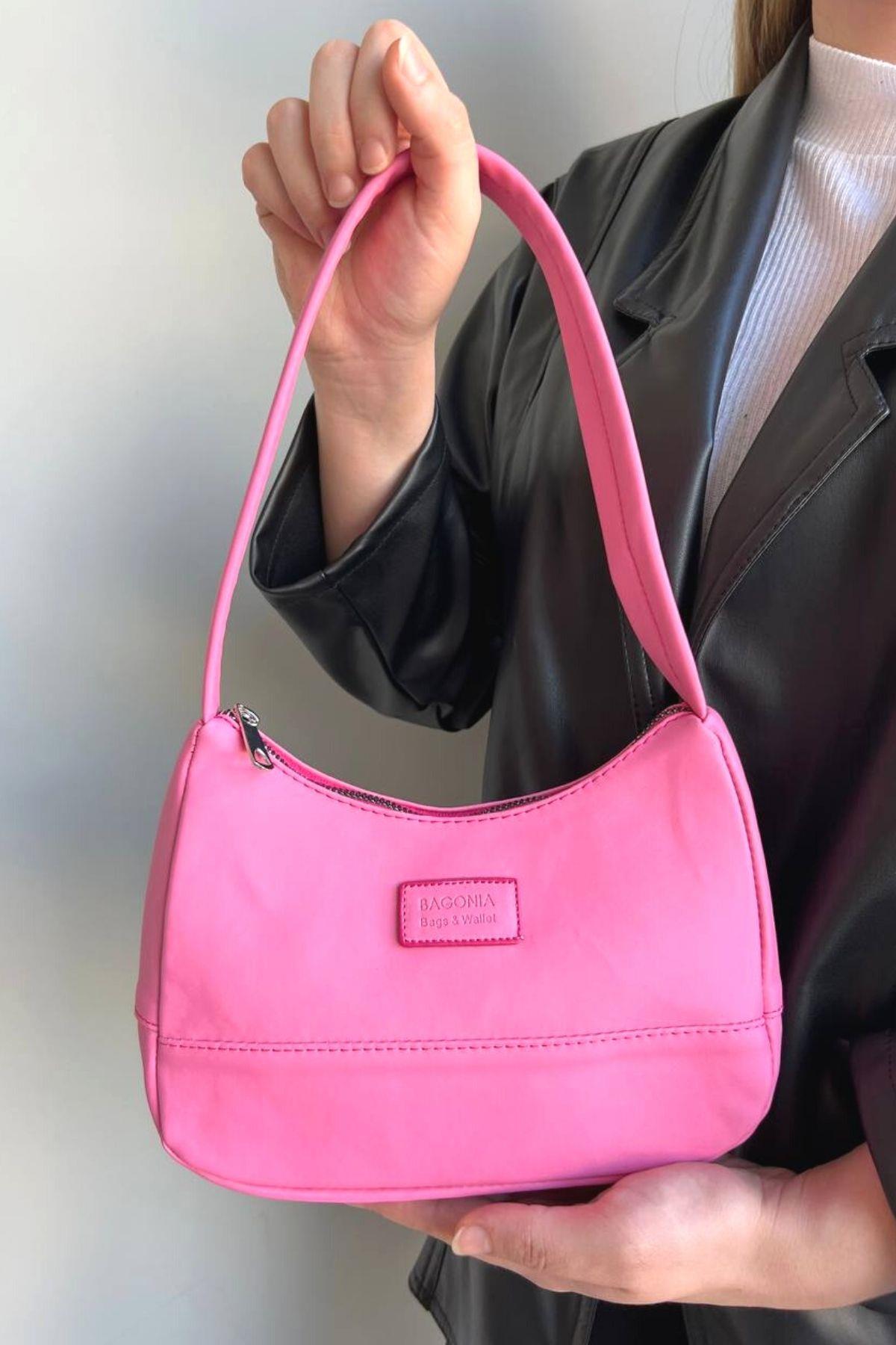 Tek Göz Baget Kol Çantası Pembe