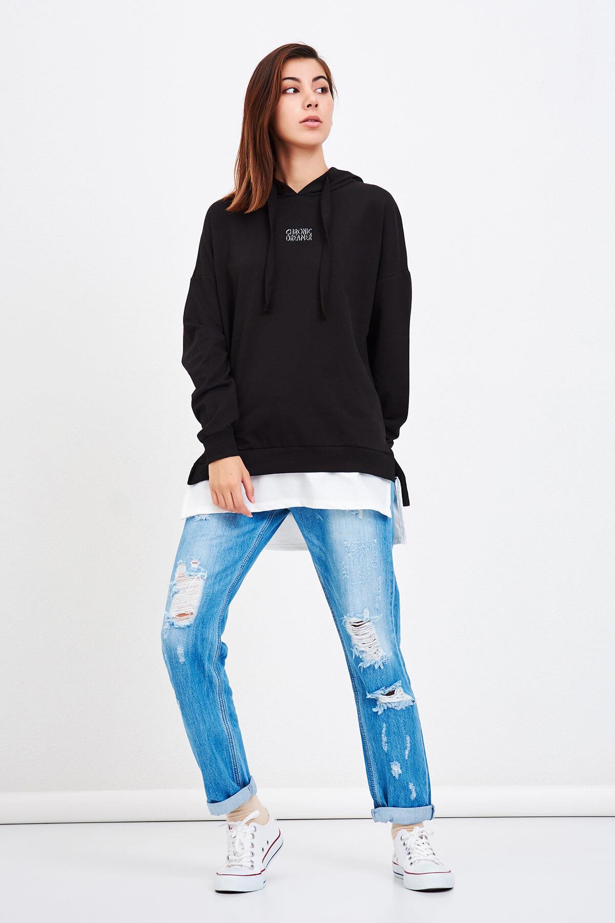 Uzun Sweatshirt Siyah