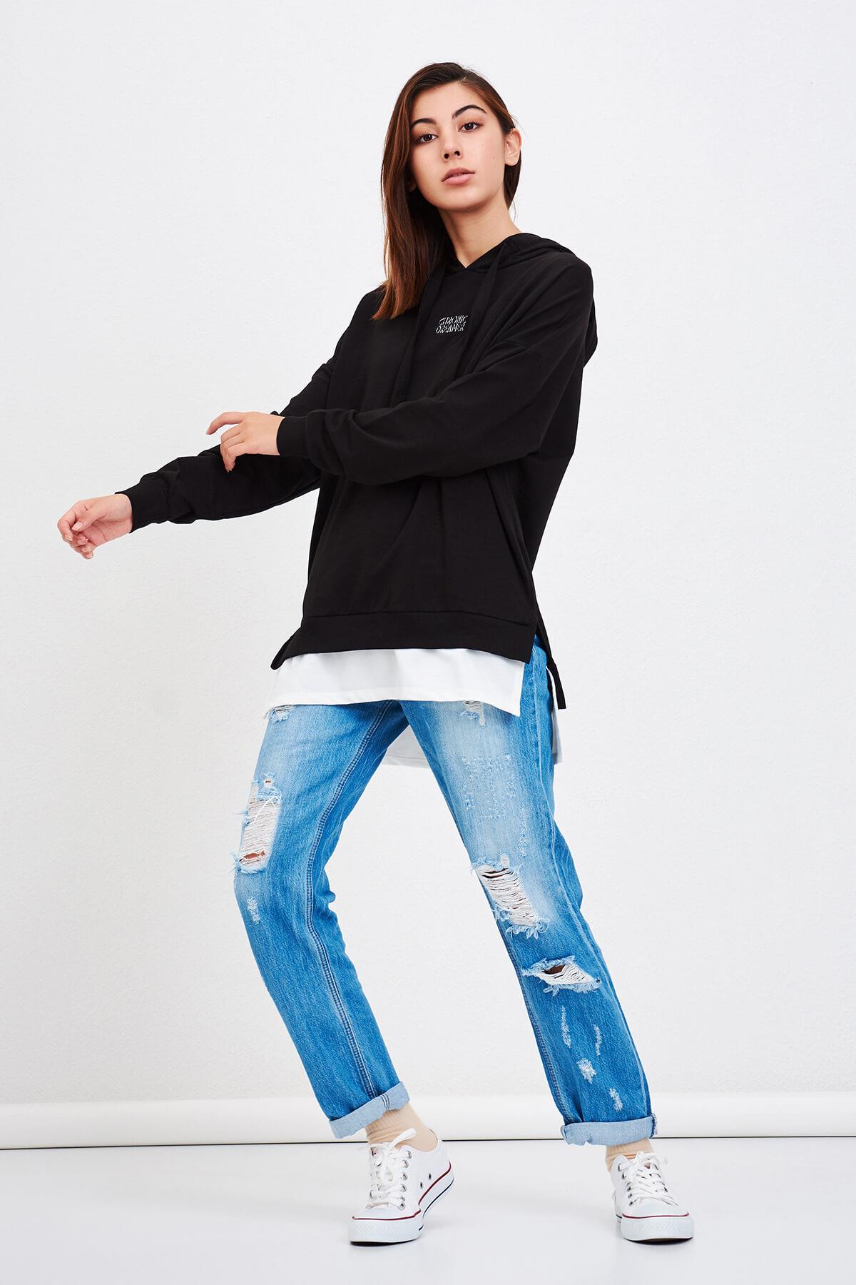 Uzun Sweatshirt Siyah