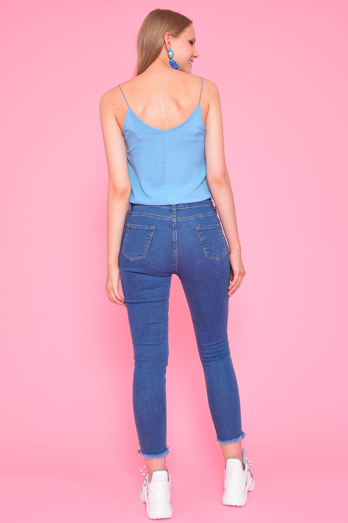 Yüksek Bel Likralı Jean