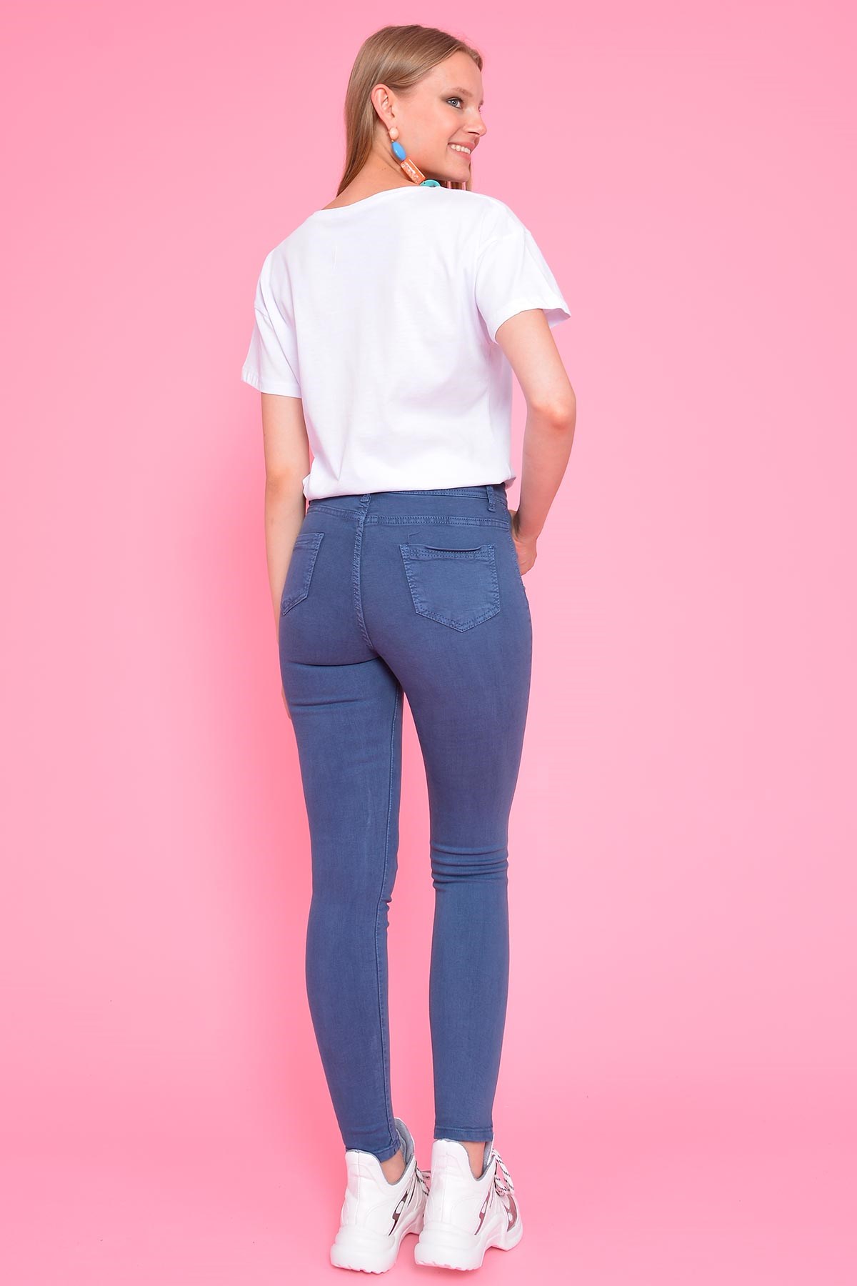 Yüksek Bel Likralı Jean