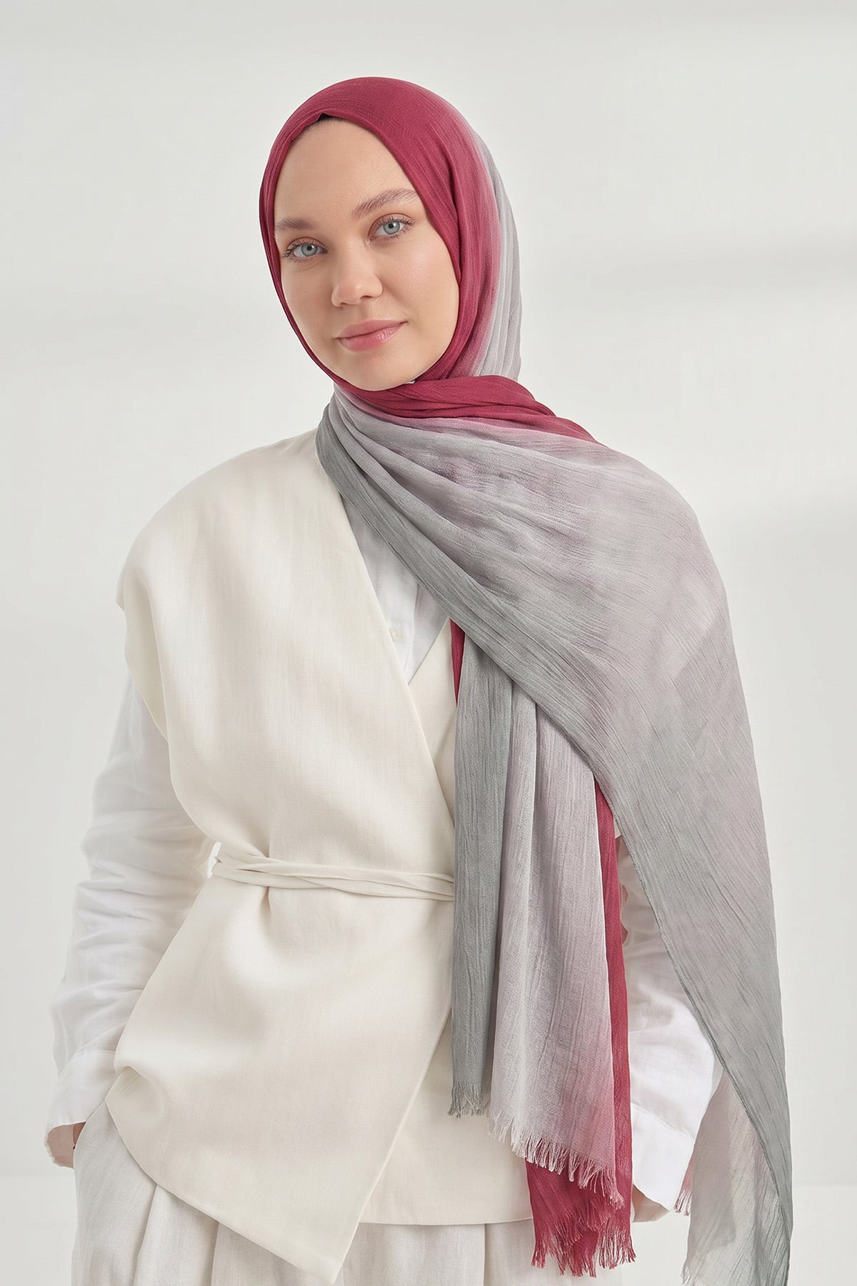  PURE COMFORT VİSKOZ ŞAL - BORDO-ANTRASİT
