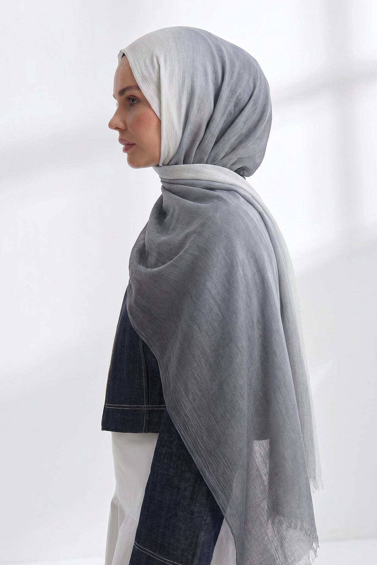  PURE COMFORT VİSKOZ ŞAL - GRİ-EKRU