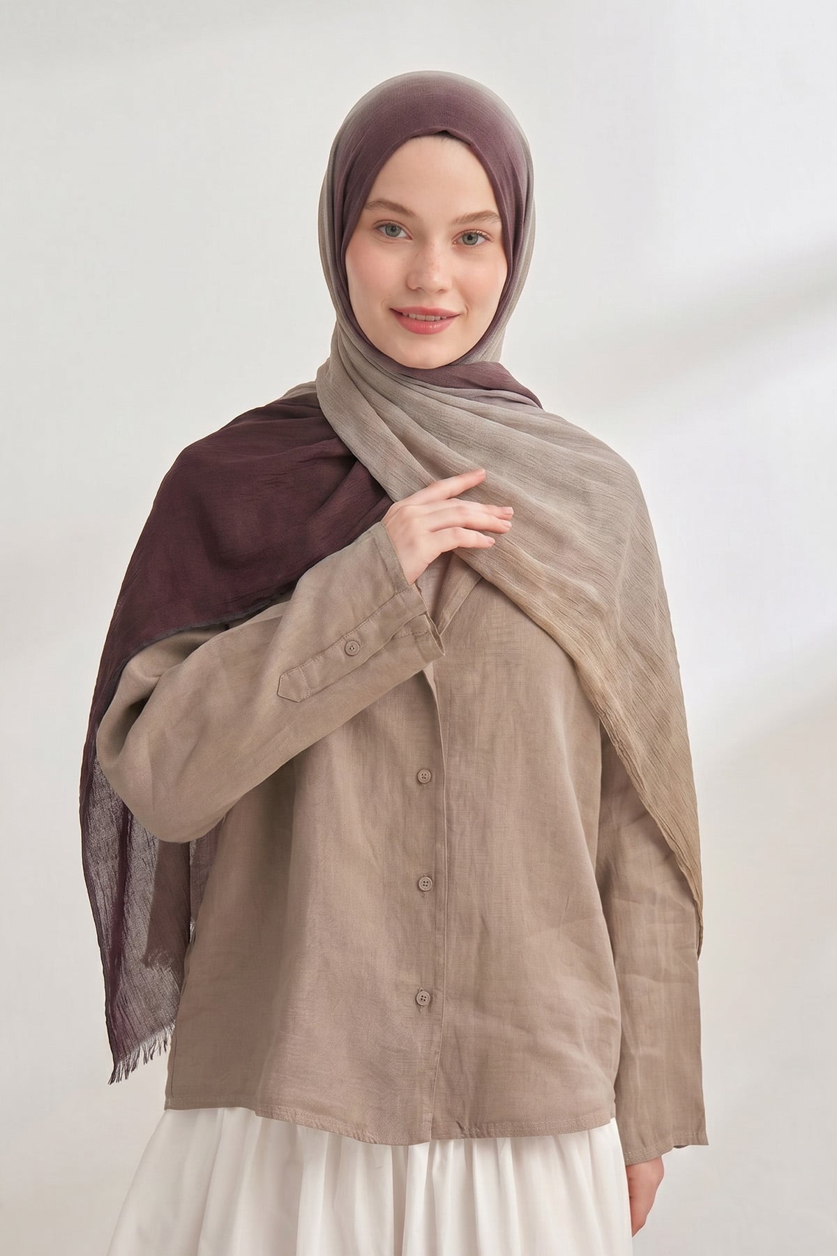  PURE COMFORT VİSKOZ ŞAL - KAHVE-BEJ