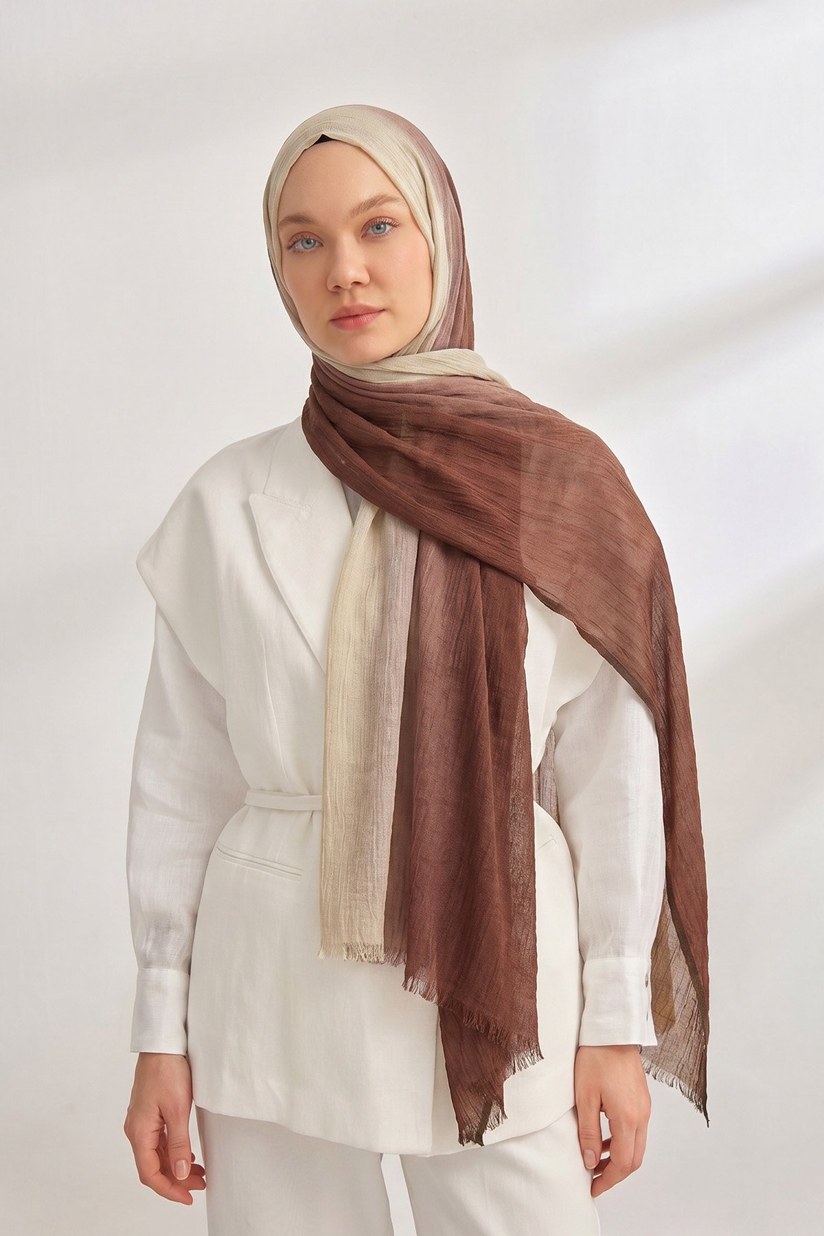  PURE COMFORT VİSKOZ ŞAL - KIZIL KAHVE-BEJ