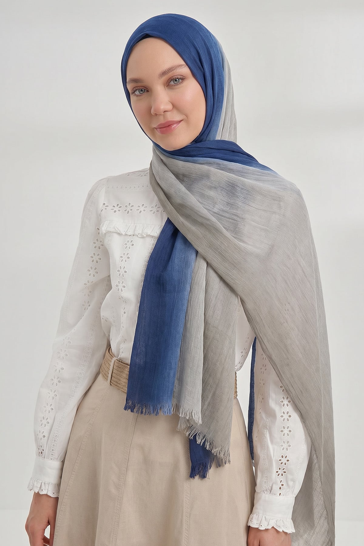  PURE COMFORT VİSKOZ ŞAL - LACİVERT-AÇIK TAŞ