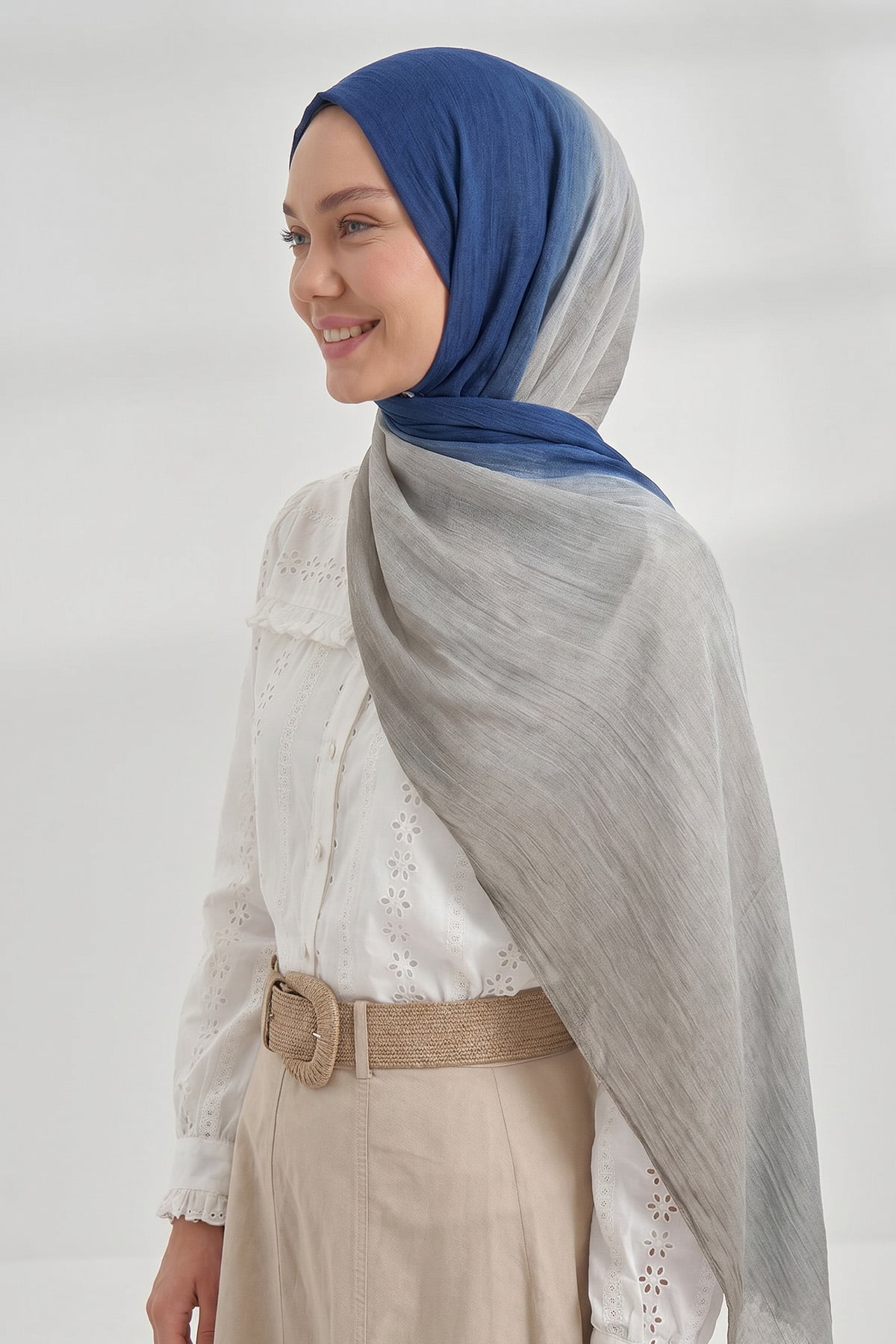  PURE COMFORT VİSKOZ ŞAL - LACİVERT-AÇIK TAŞ