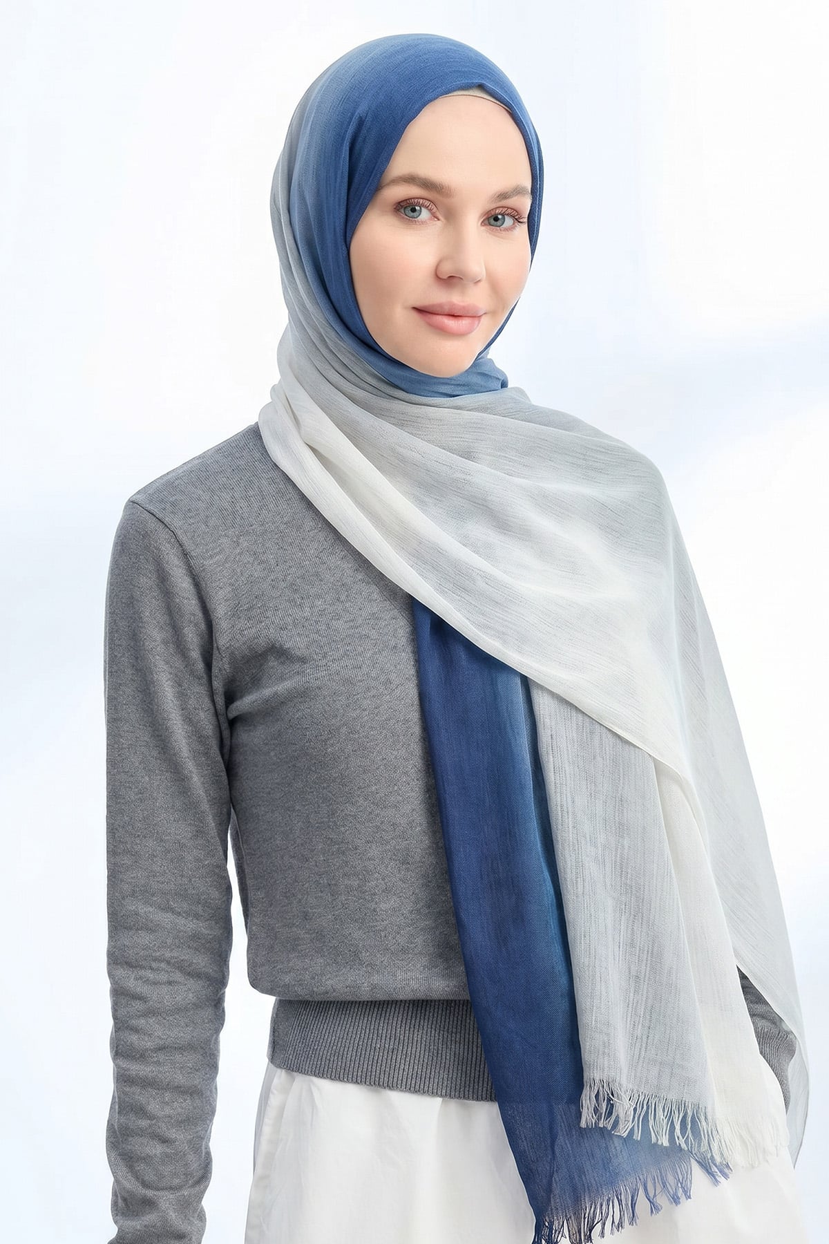  PURE COMFORT VİSKOZ ŞAL - LACİVERT-EKRU