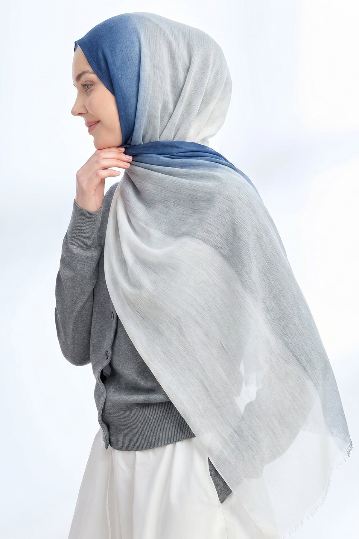  PURE COMFORT VİSKOZ ŞAL - LACİVERT-EKRU