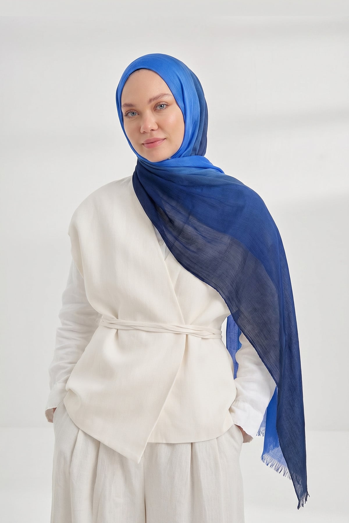  PURE COMFORT VİSKOZ ŞAL - LACİVERT-SAKS