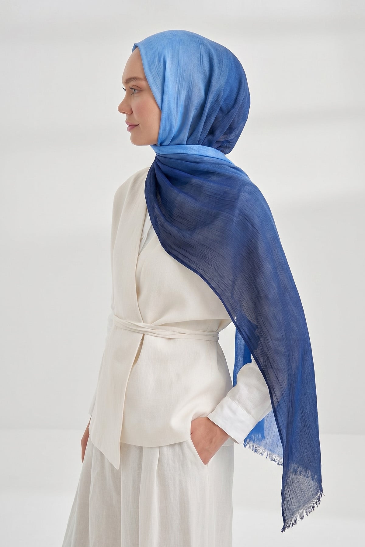  PURE COMFORT VİSKOZ ŞAL - LACİVERT-SAKS