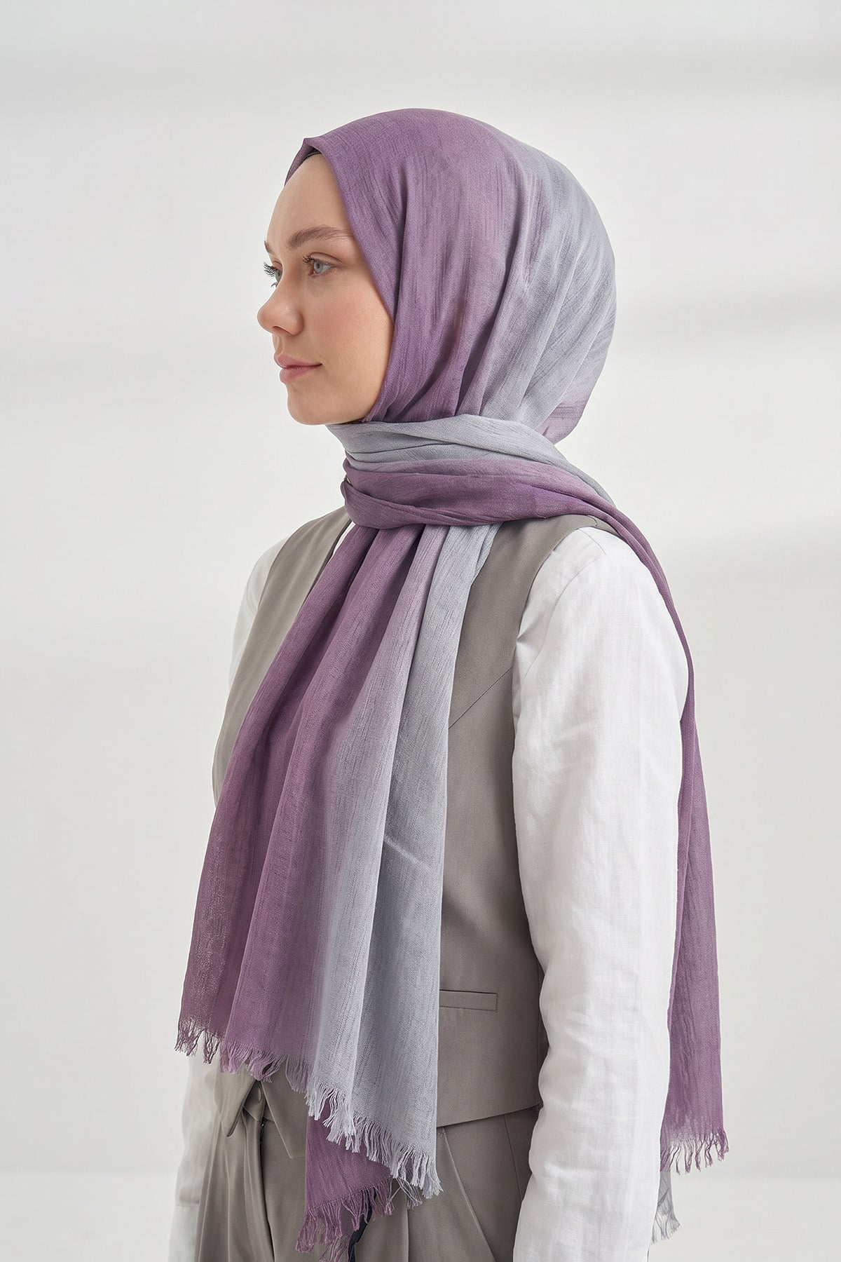  PURE COMFORT VİSKOZ ŞAL - LEYLAK-GÜMÜŞ