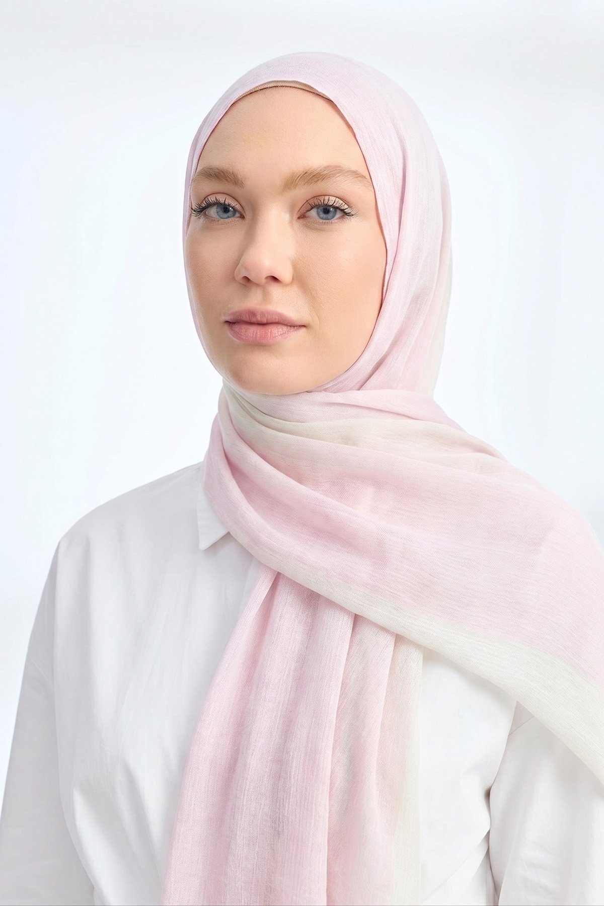  PURE COMFORT VİSKOZ ŞAL - PEMBE-EKRU