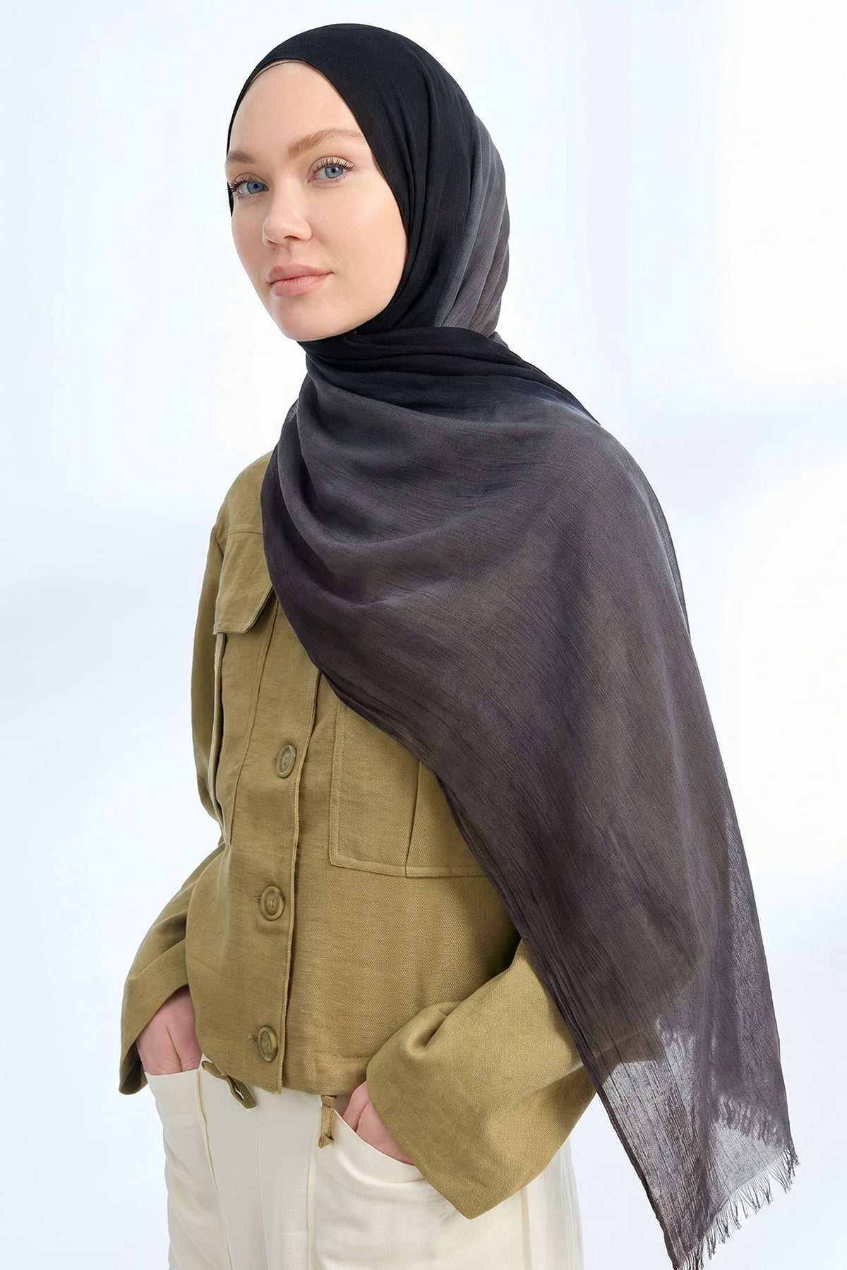  PURE COMFORT VİSKOZ ŞAL - SİYAH-ACI KAHVE