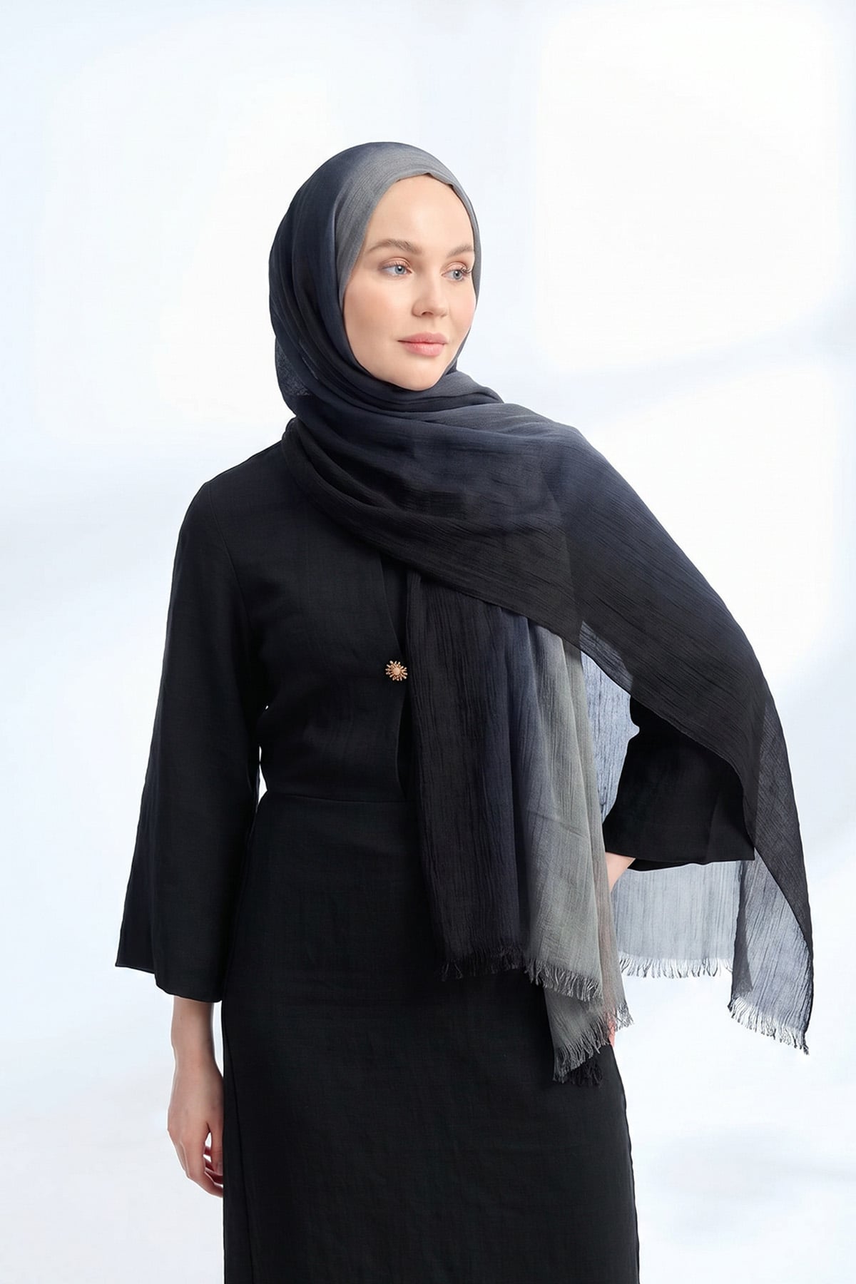  PURE COMFORT VİSKOZ ŞAL - SİYAH-ANTRASİT