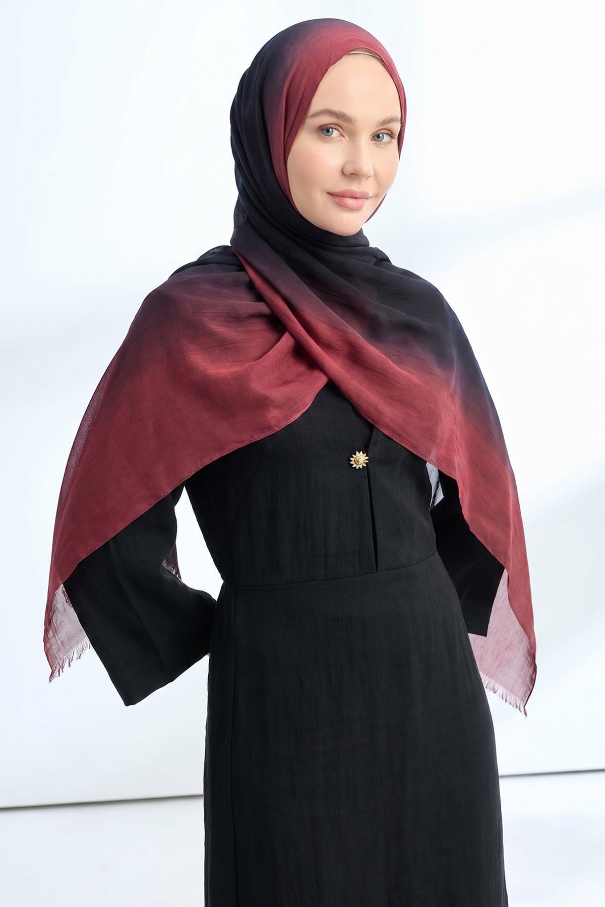  PURE COMFORT VİSKOZ ŞAL - SİYAH - BORDO