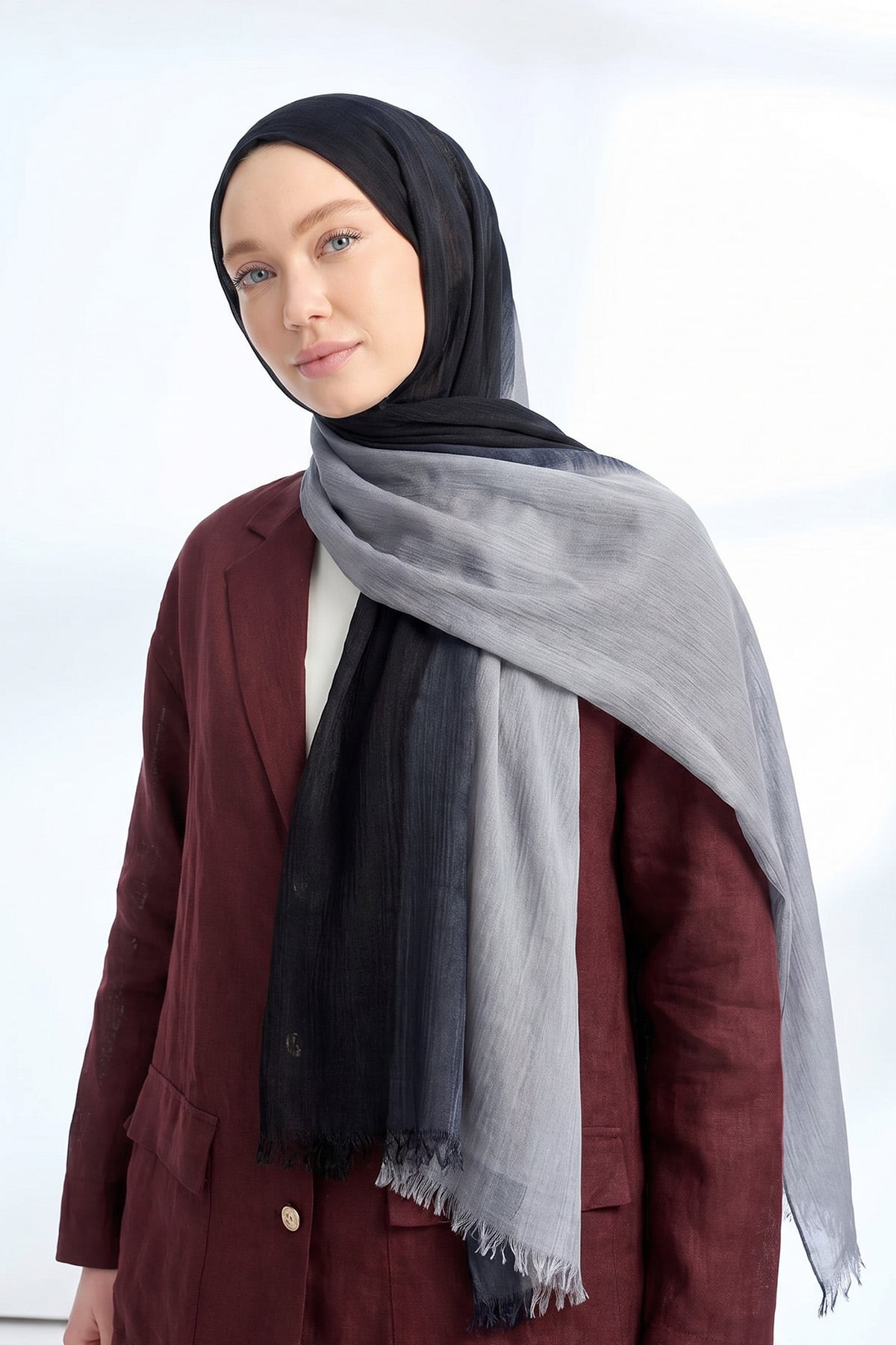  PURE COMFORT VİSKOZ ŞAL - SİYAH - GRİ