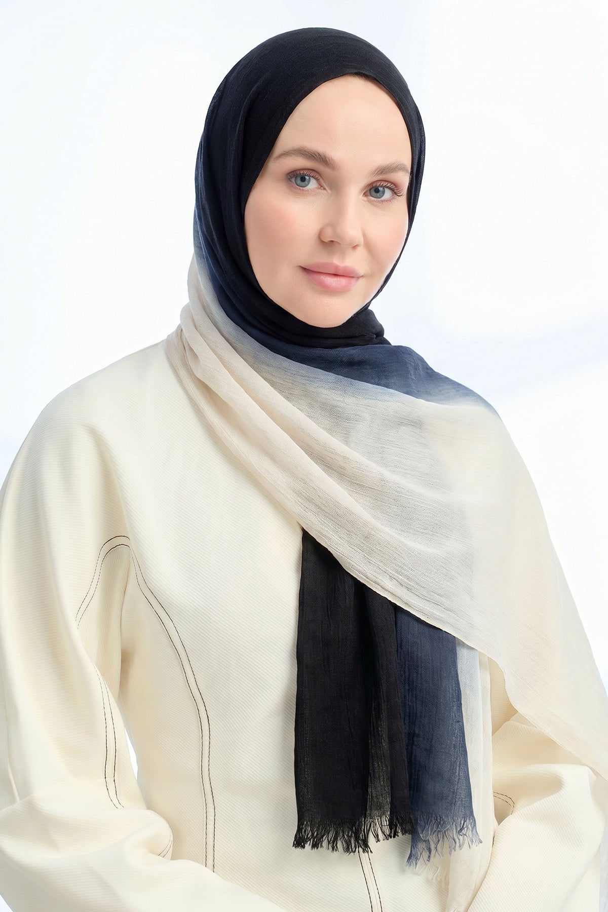  PURE COMFORT VİSKOZ ŞAL - SİYAH-KREM