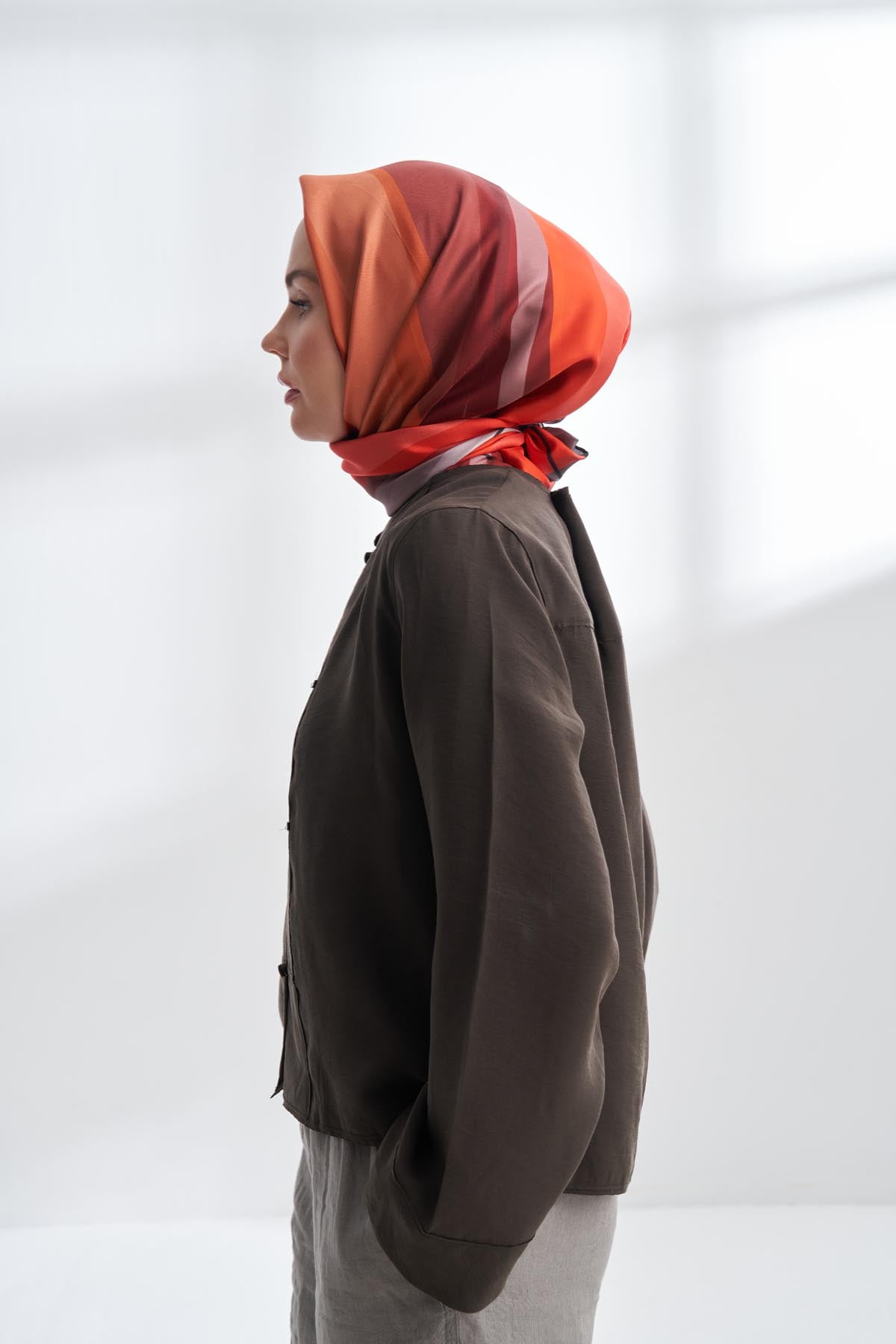 AIRE DESEN TWILL İPEK EŞARP - BORDO