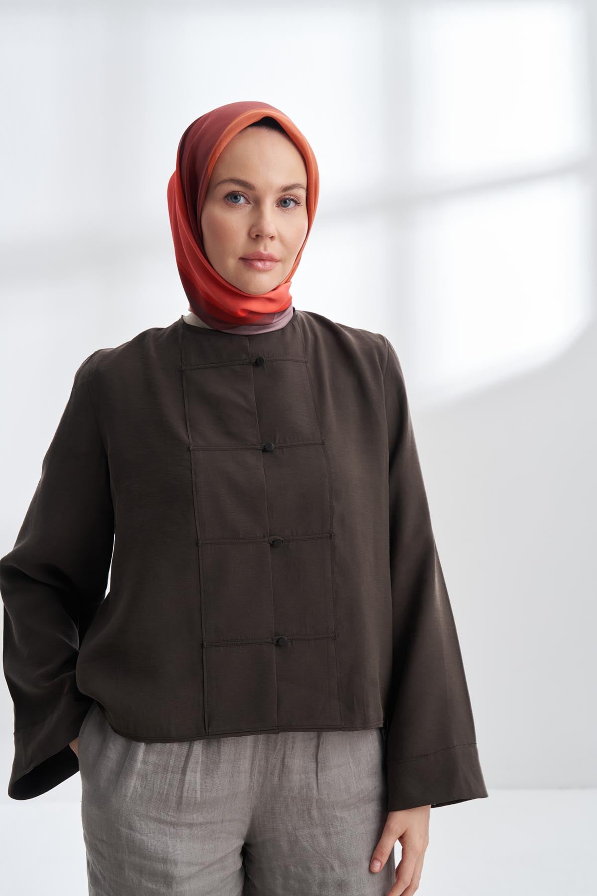 AIRE DESEN TWILL İPEK EŞARP - BORDO