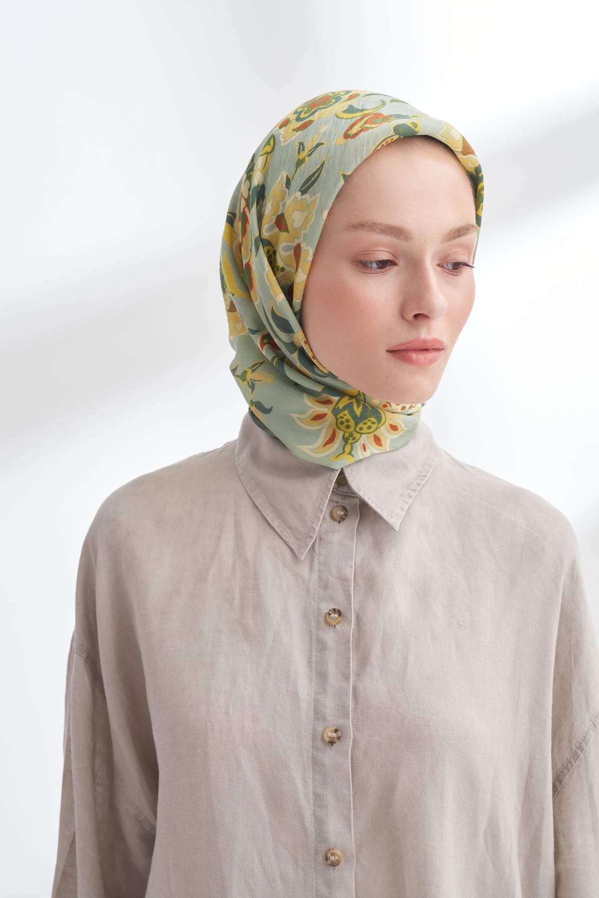 ANATOLIAN BLOOM DESEN THE TENCEL EDIT EŞARP - KETEN YEŞİLİ
