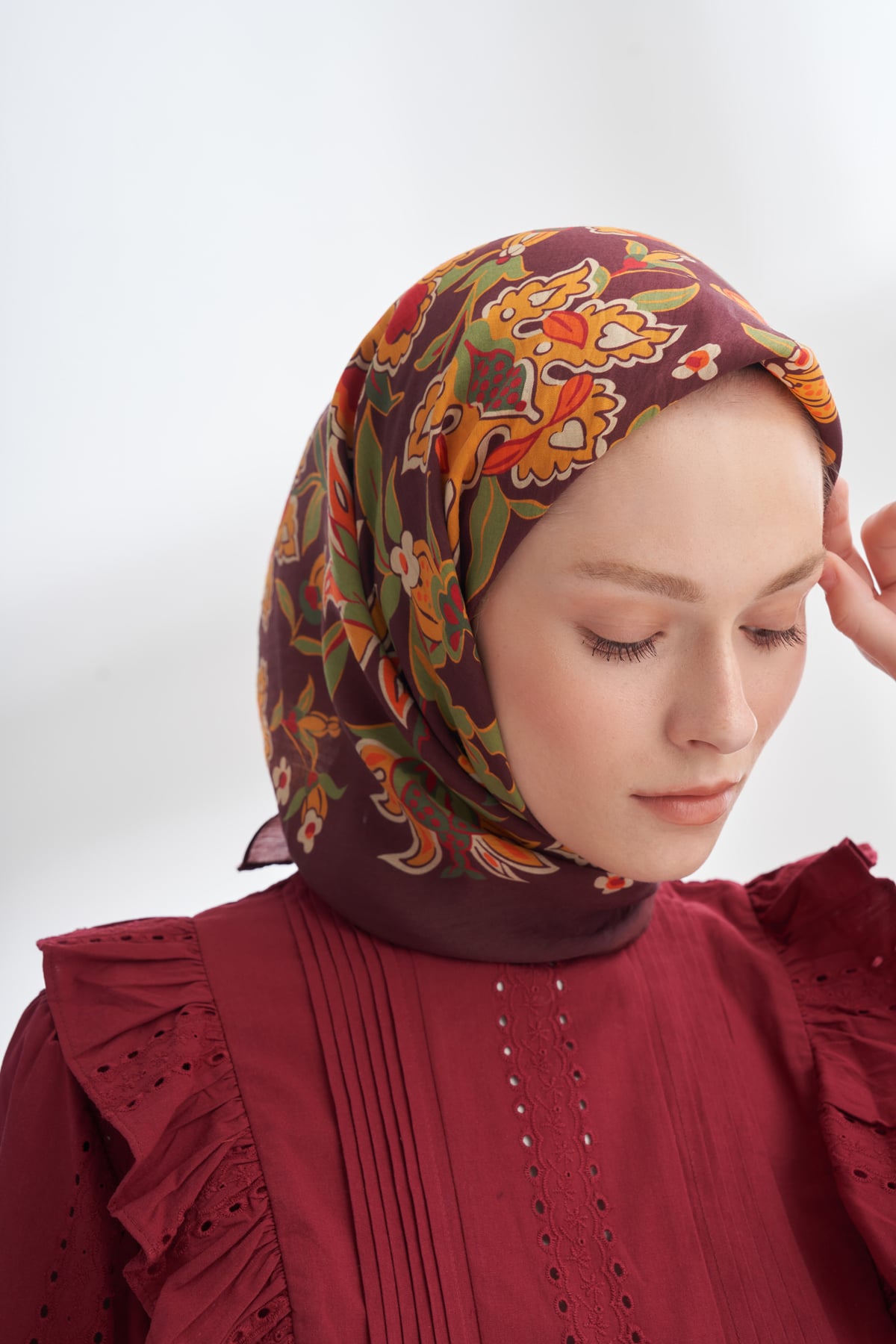 ANATOLIAN BLOOM DESEN THE TENCEL EDIT EŞARP - BORDO