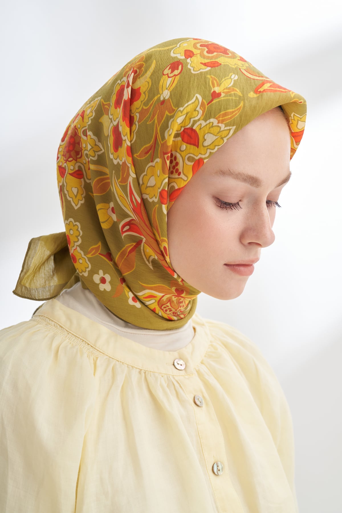 ANATOLIAN BLOOM DESEN THE TENCEL EDIT EŞARP - KOYU YAĞ YEŞİLİ