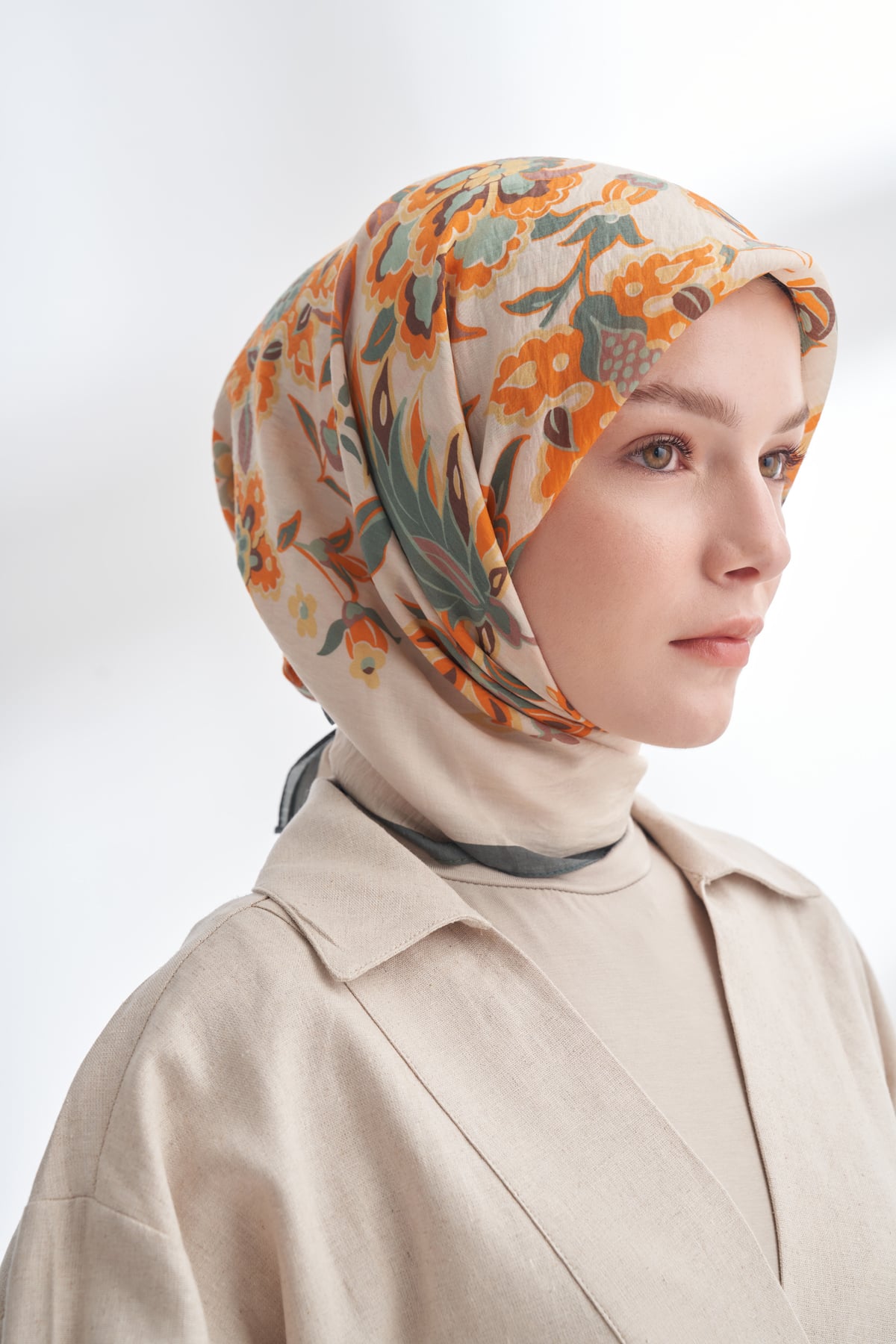 ANATOLIAN BLOOM DESEN THE TENCEL EDIT EŞARP - KETEN - BEJ