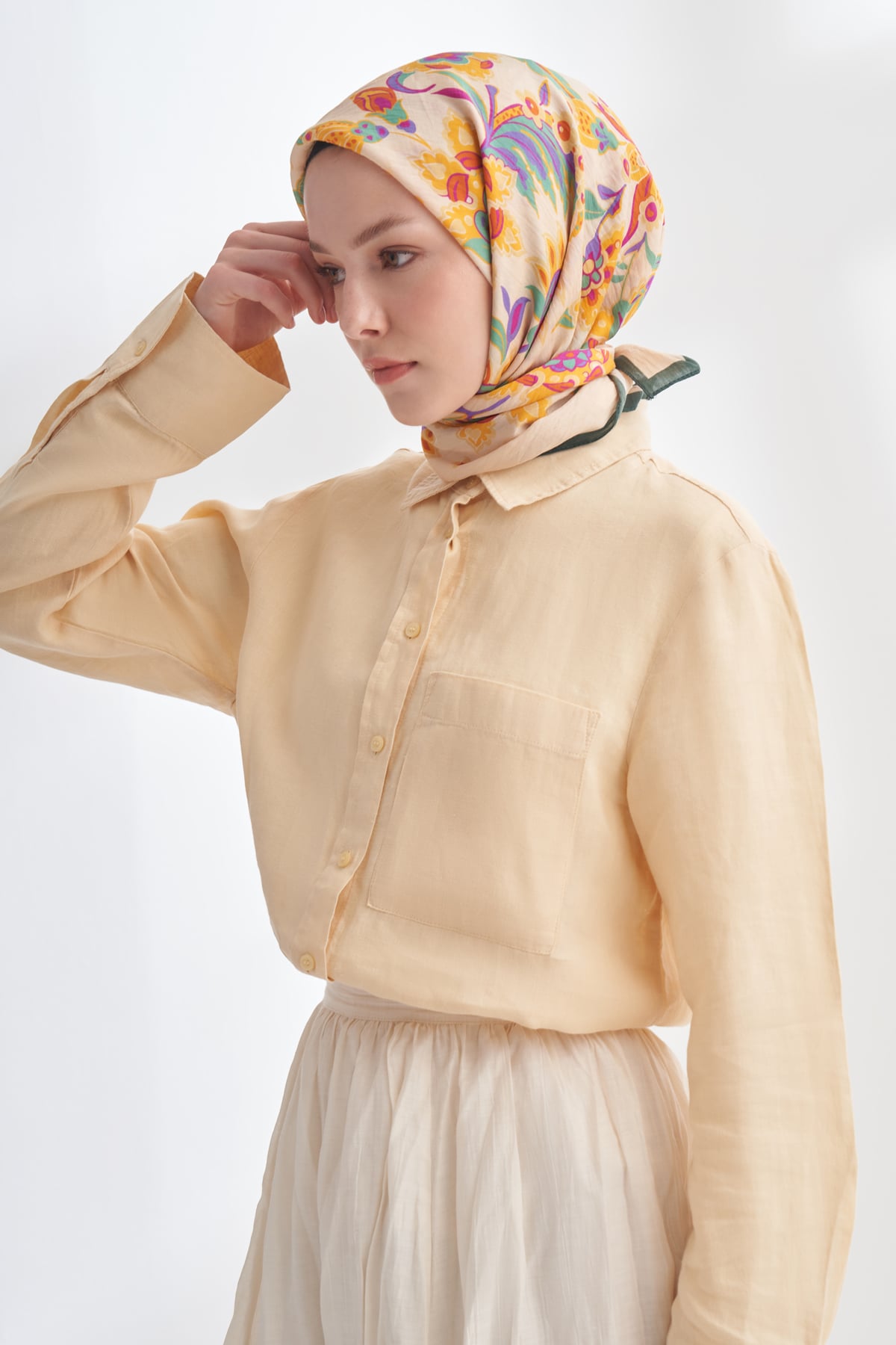 ANATOLIAN BLOOM DESEN THE TENCEL EDIT EŞARP - ÇAM YEŞİLİ