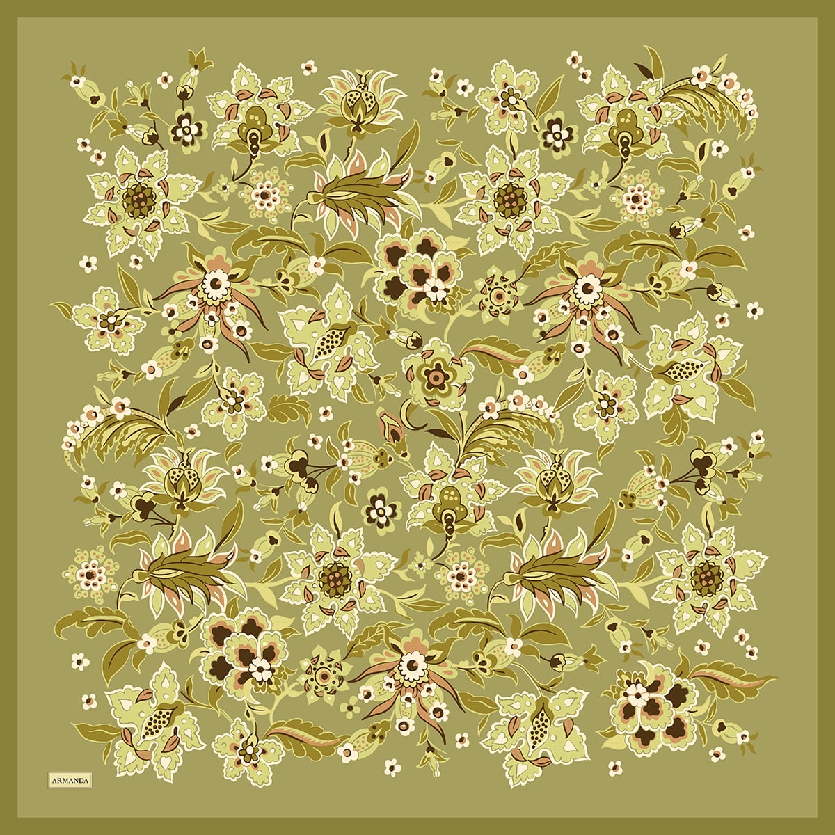 ANATOLIAN BLOOM DESEN THE TENCEL EDIT EŞARP - YAĞ YEŞİLİ