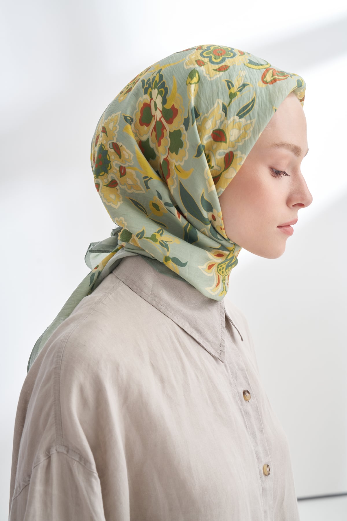 ANATOLIAN BLOOM DESEN THE TENCEL EDIT EŞARP - KETEN YEŞİLİ