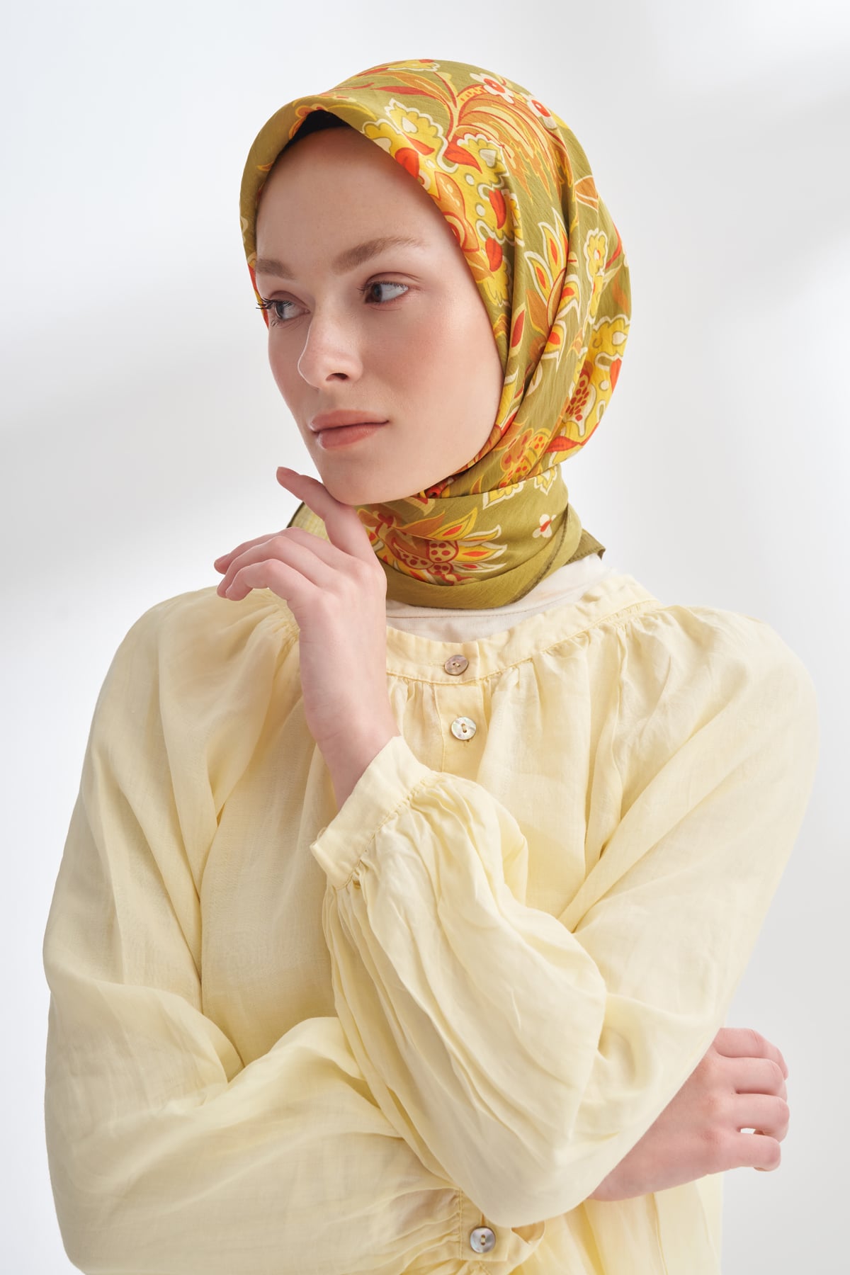 ANATOLIAN BLOOM DESEN THE TENCEL EDIT EŞARP - KOYU YAĞ YEŞİLİ