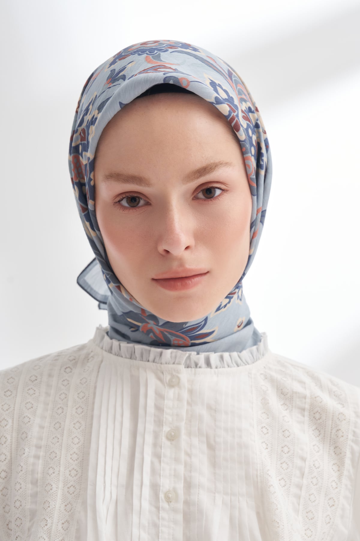 ANATOLIAN BLOOM DESEN THE TENCEL EDIT EŞARP - GRİ - MAVİ