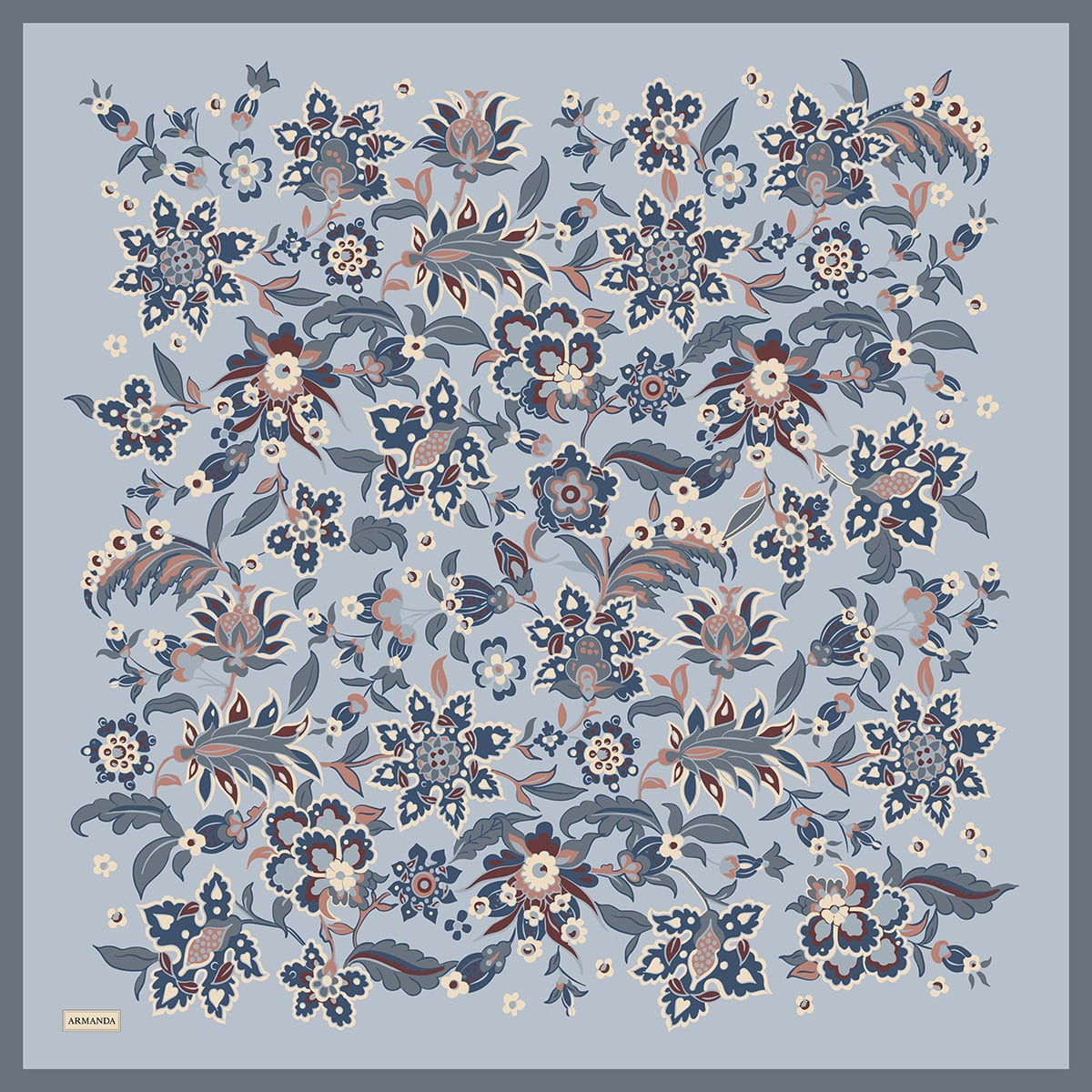 ANATOLIAN BLOOM DESEN THE TENCEL EDIT EŞARP - GRİ - MAVİ