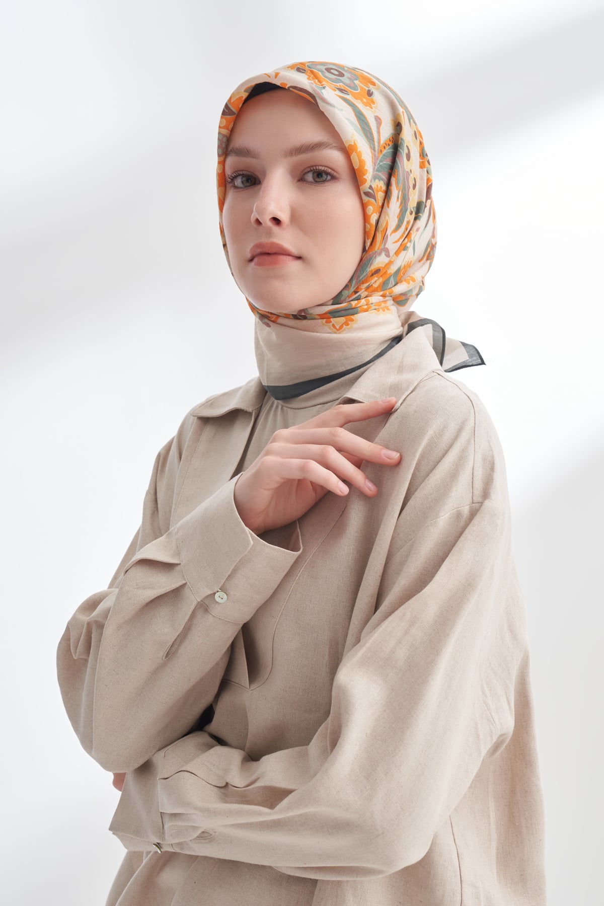 ANATOLIAN BLOOM DESEN THE TENCEL EDIT EŞARP - KETEN - BEJ