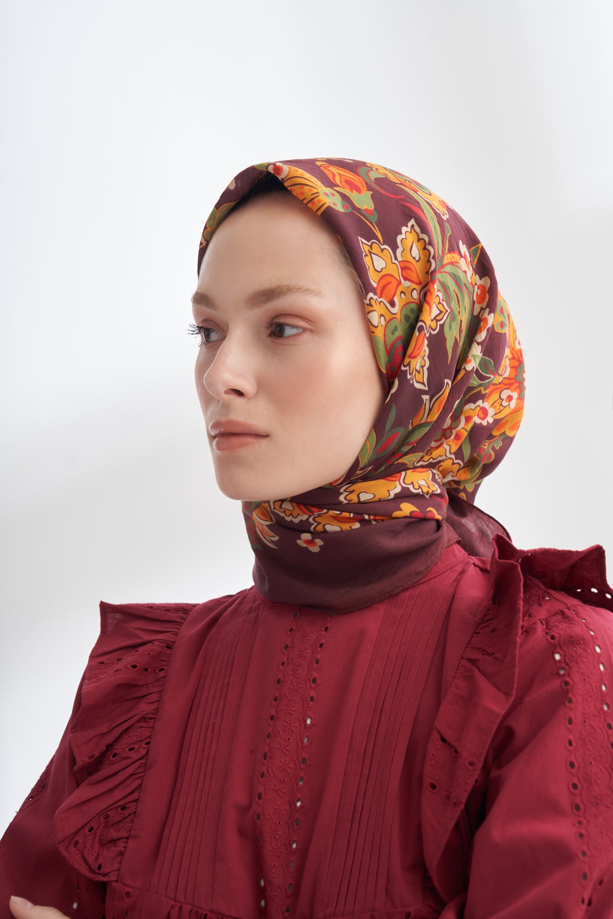 ANATOLIAN BLOOM DESEN THE TENCEL EDIT EŞARP - BORDO