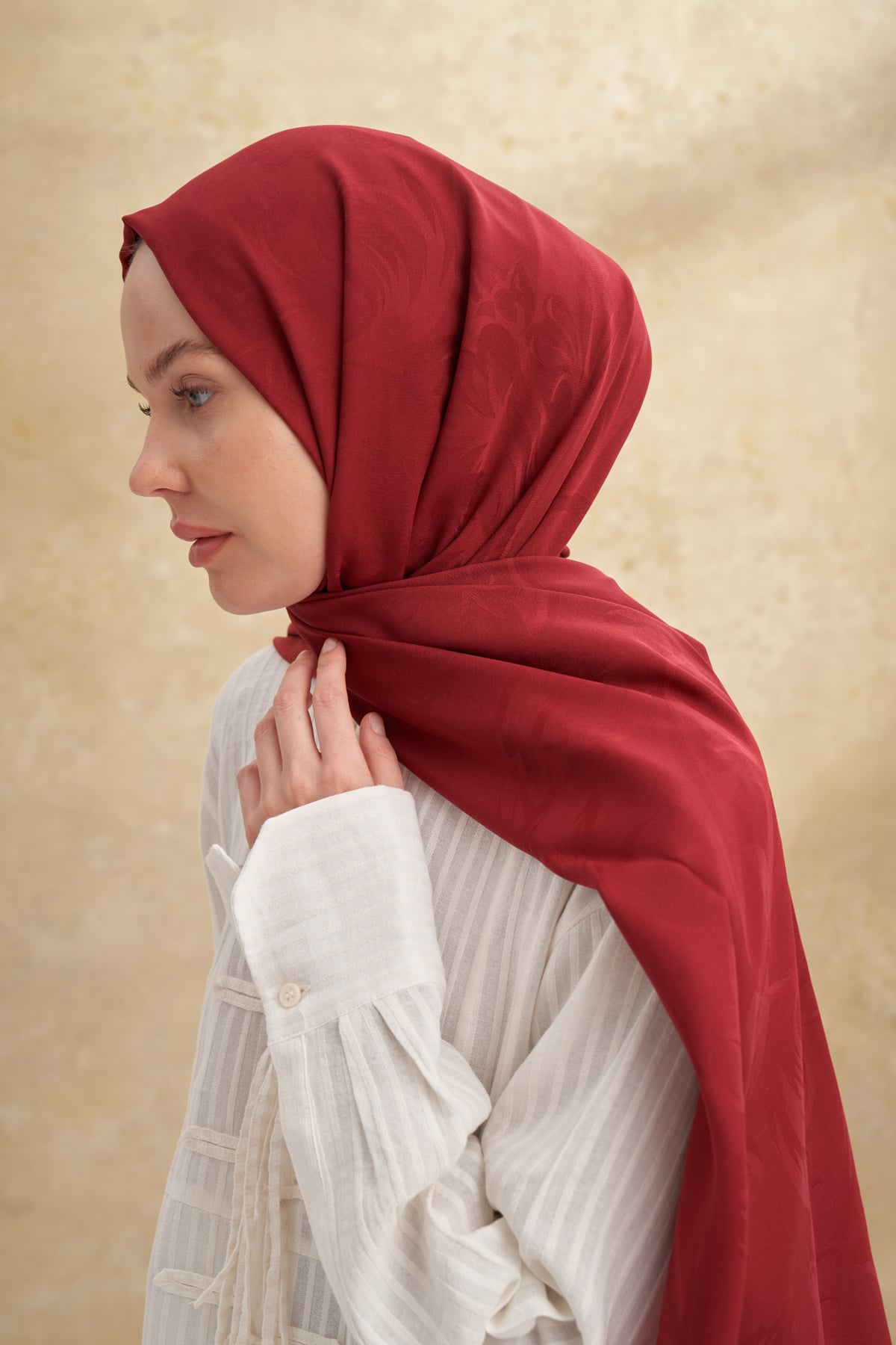 BAMBU BAROQ DESEN ŞAL - BORDO