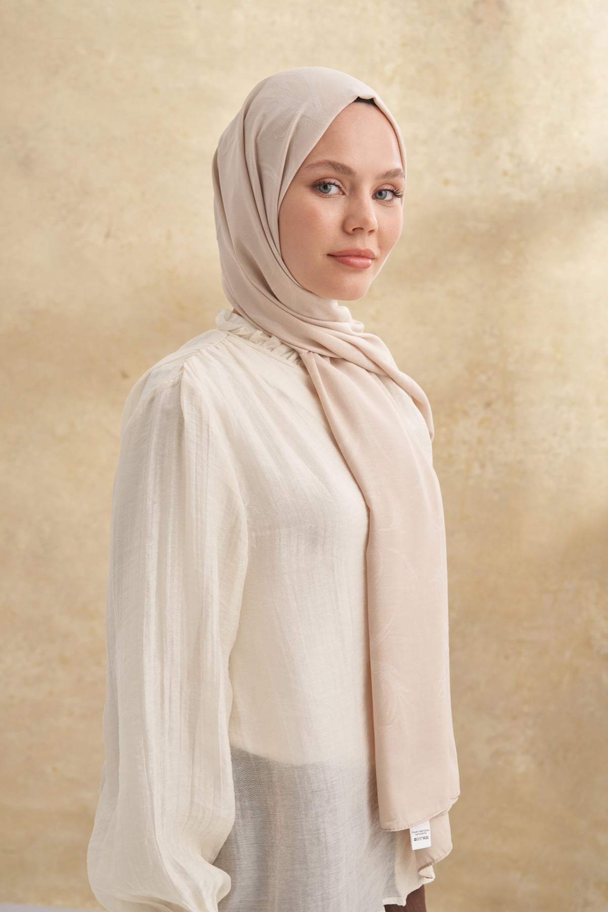 BAMBU BAROQ DESEN ŞAL - KREM