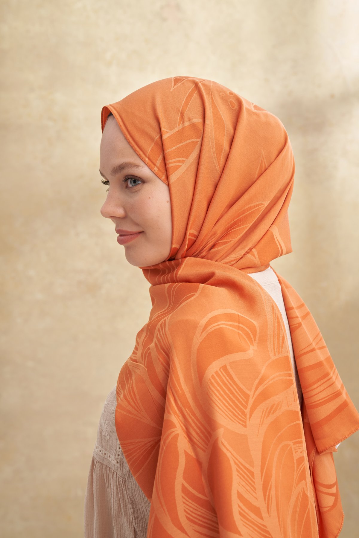 BAMBU FELORE DESEN ŞAL - KİREMİT
