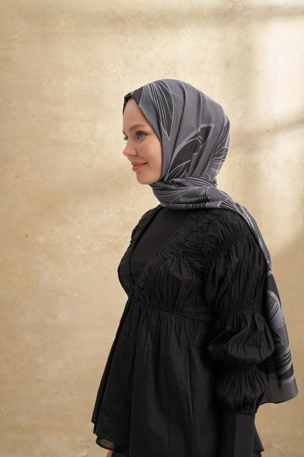 BAMBU FELORE DESEN ŞAL - SİYAH
