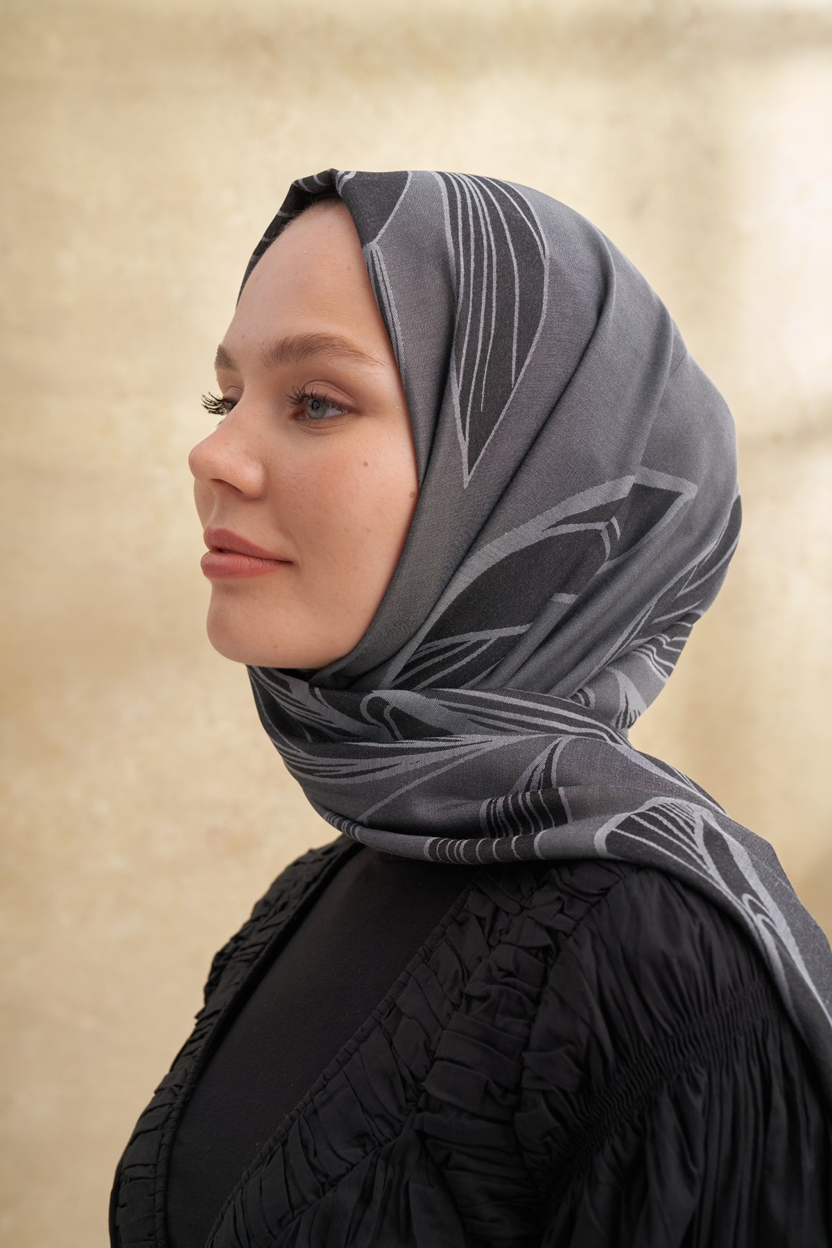 BAMBU FELORE DESEN ŞAL - SİYAH