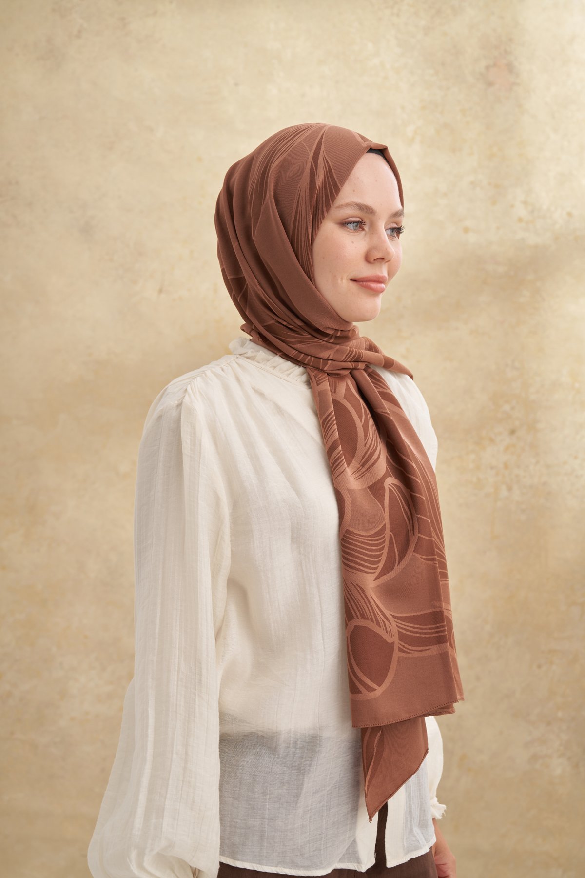BAMBU FELORE DESEN ŞAL - TOPRAK