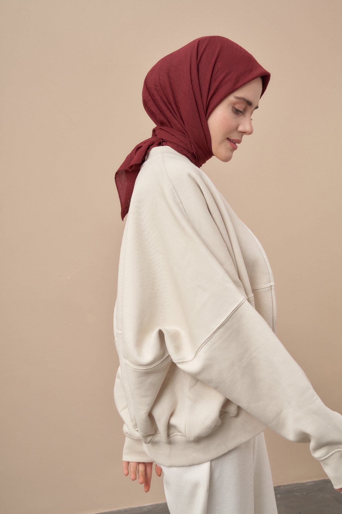 BAMBU KRAŞ DESEN EŞARP - BORDO