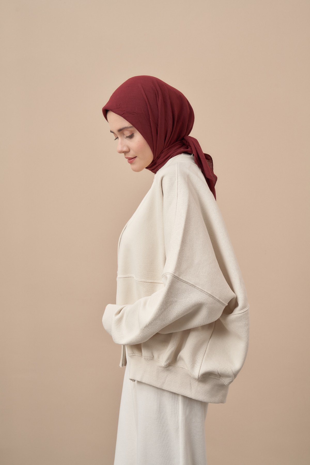 BAMBU KRAŞ DESEN EŞARP - BORDO